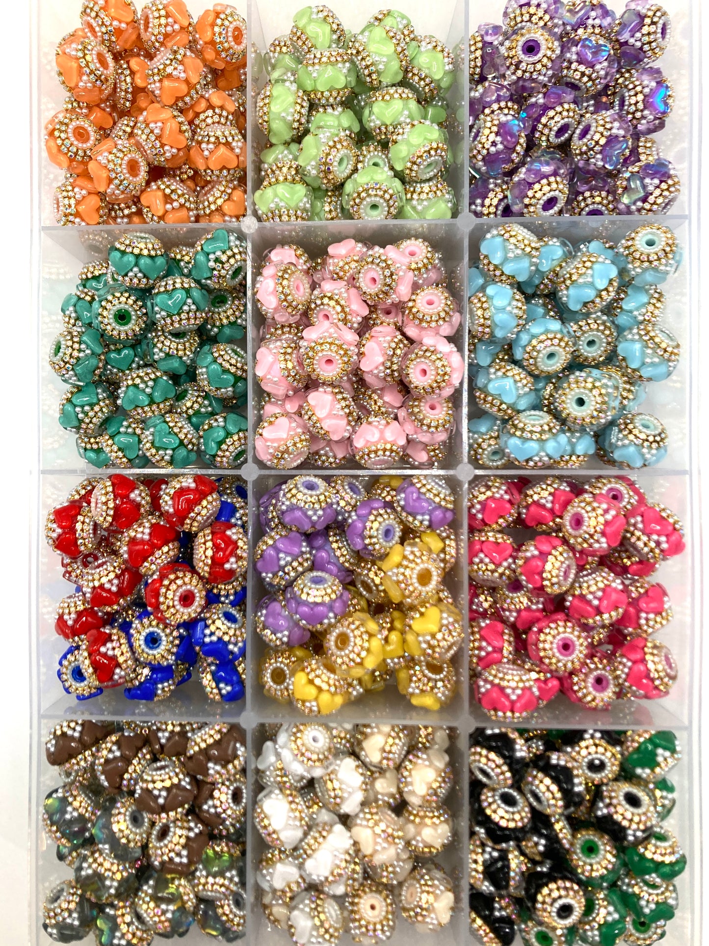 Fancy Beads Heart Chain Pearl gasket Bubble Golden chain 20mm Random Mix
