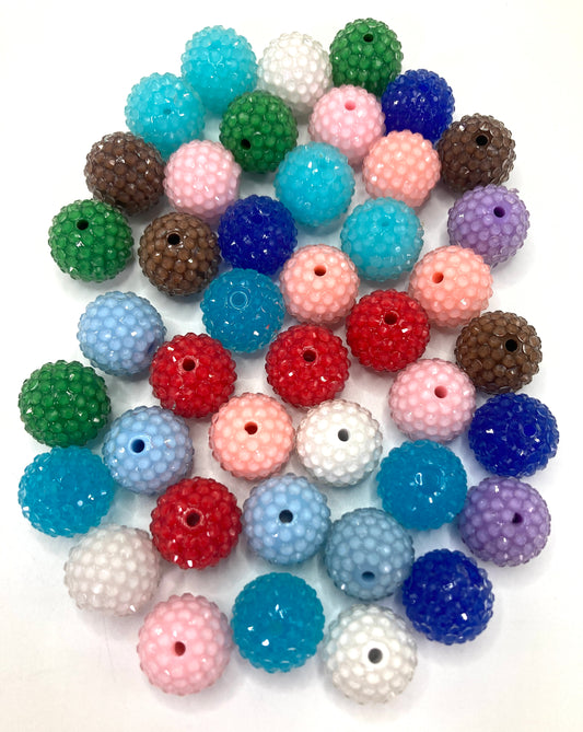 Jelly Bead Clear Rhinestones and Colorful Acrylic Beads,Random Mix,20mm