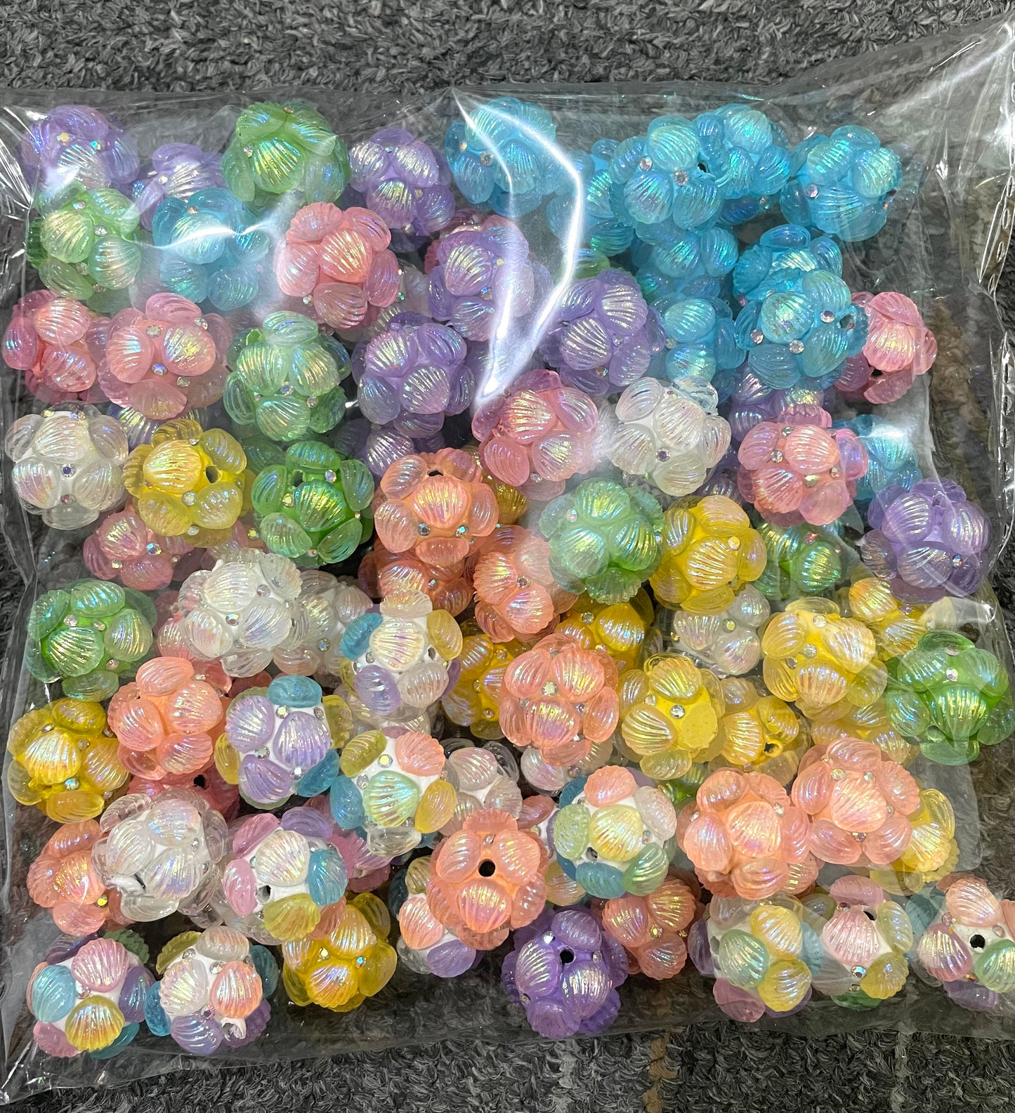 Acrylic shell clay beads glitter shell Translucent shell 21mm Random Mix