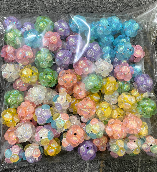 Acrylic shell clay beads glitter shell Translucent shell 21mm Random Mix