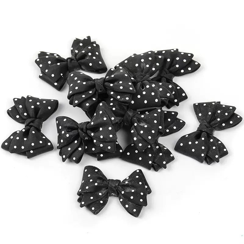 New large polka dot bow resin straight hole beads diy bracelet keychain beaded pen jewelry accessories loose beads wholesale