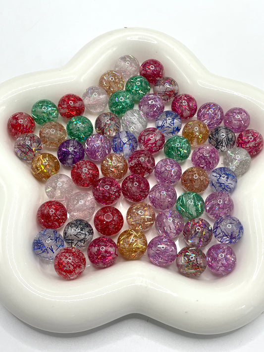 Acrylic Beaded sequins glitter Translucent Starry Sky beads 16mm