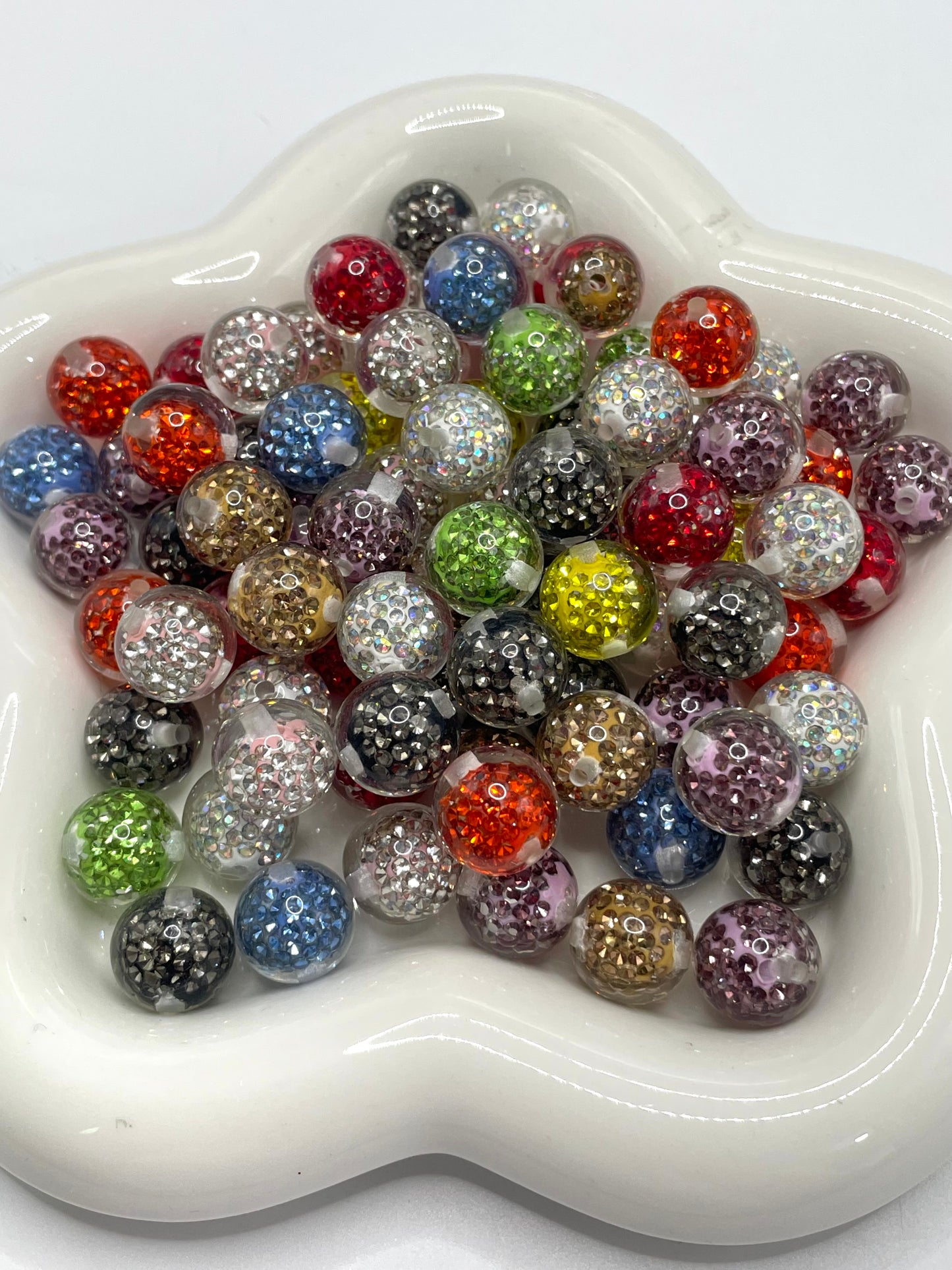 Double-layer beads Clay beads Rhinestone 16mm
