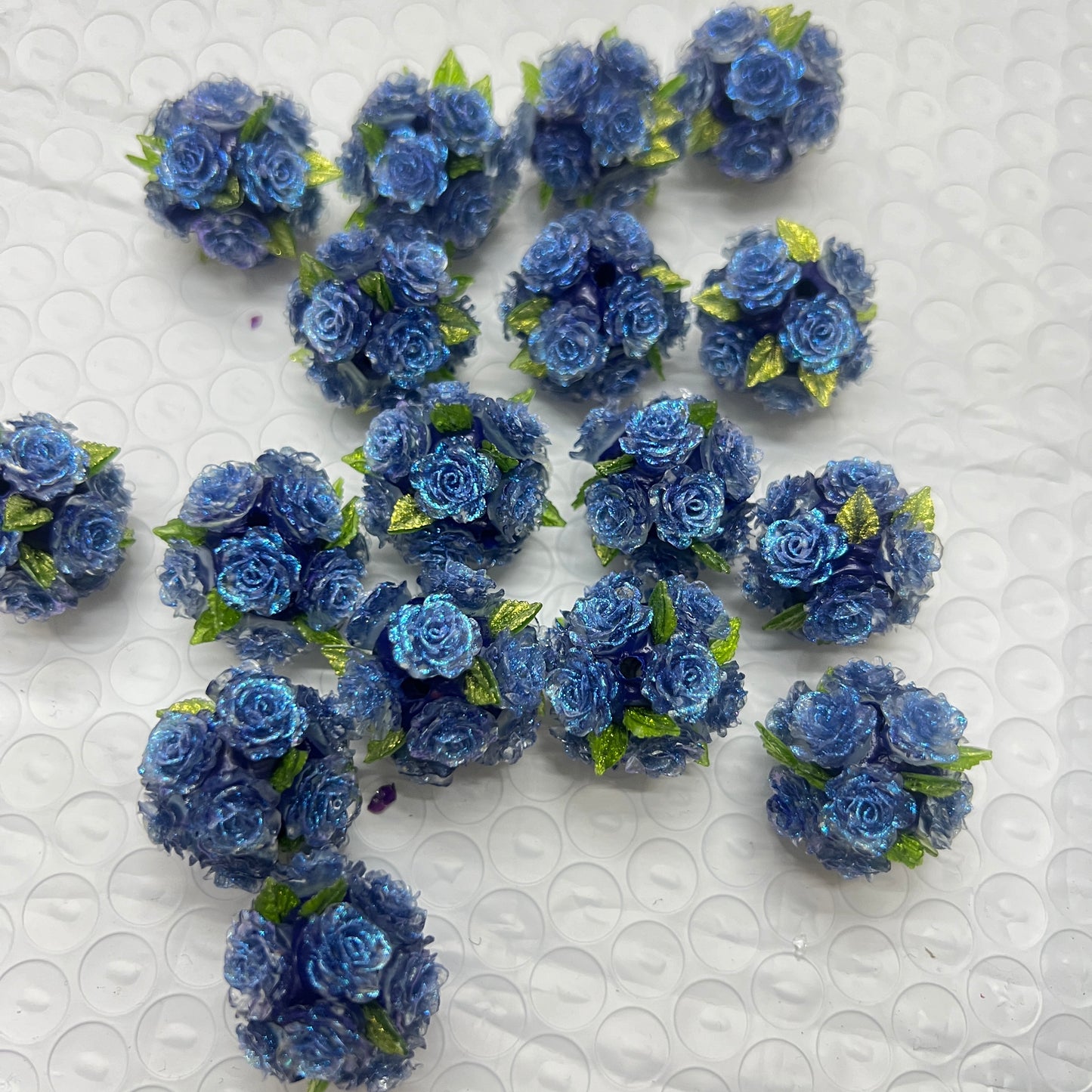 soft rose flower with green leaf fancy bead flower bead