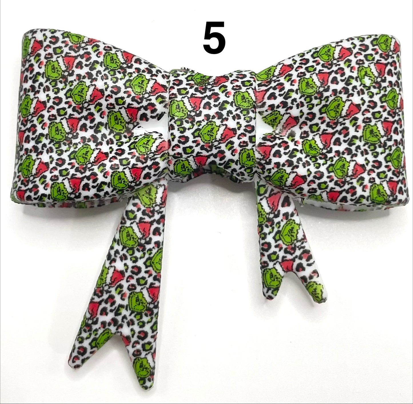 beaded beadable silicone big bow focal colored Pattern watermark bow Silicone bow 58mm Random Mix grinch Christmas