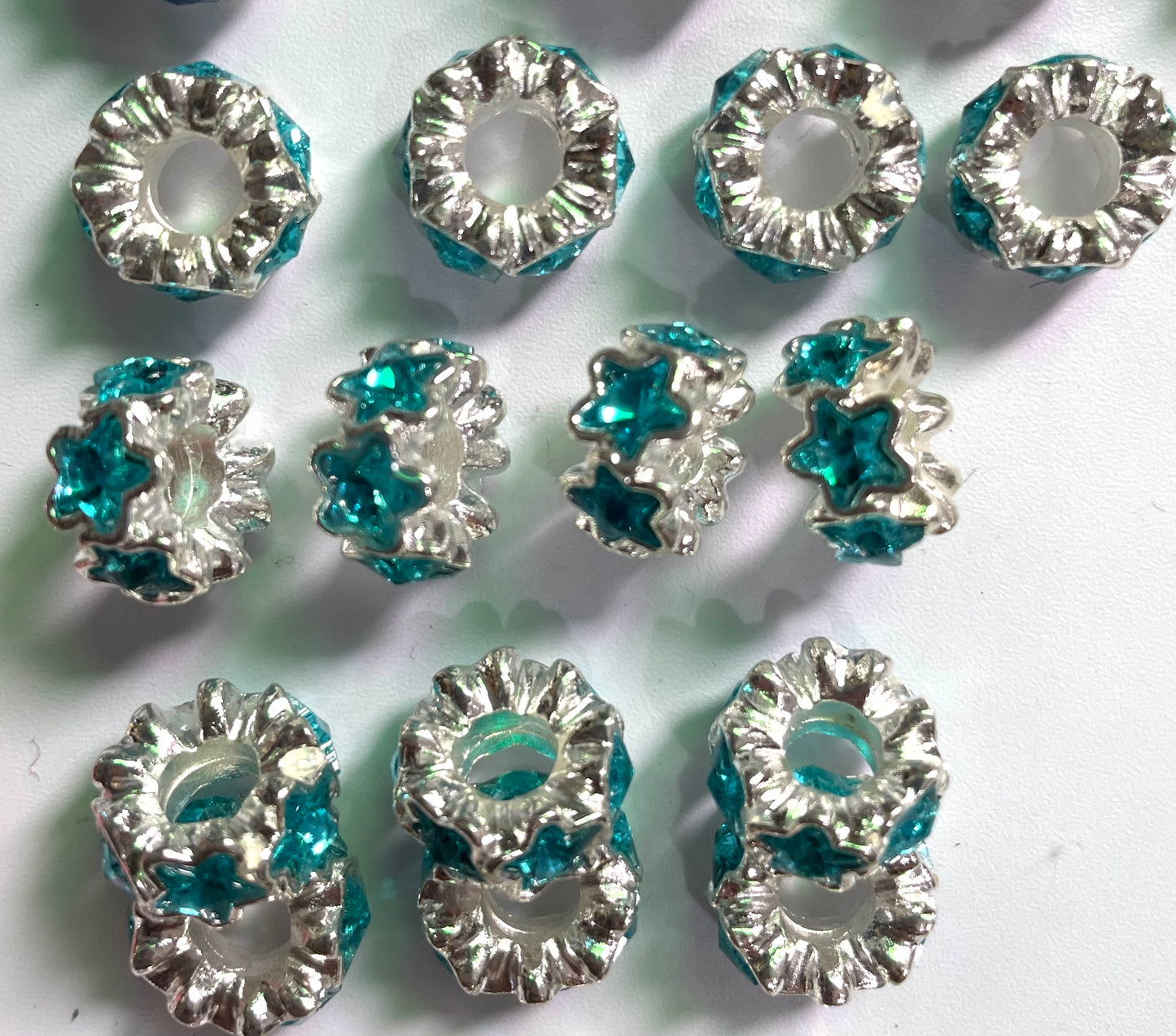 Alloy Metal Spacers Stars Silver Five-pointed star Rhinestone Spacers Random Mix