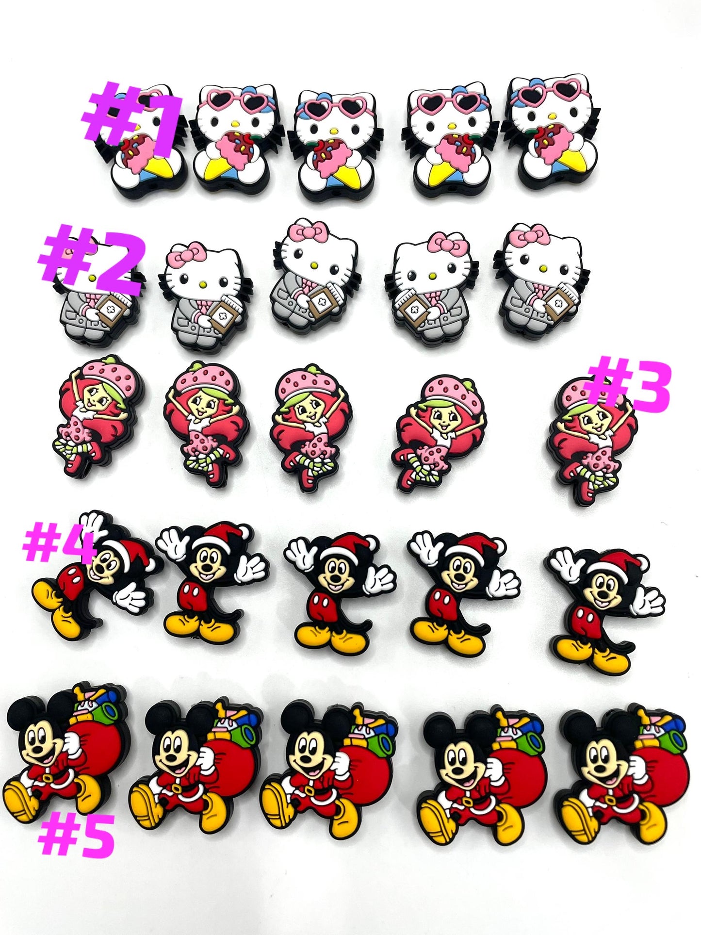 DIY beaded beadable silicon beads focal with vertical hole Winnie ,strawberry girl HK Mk