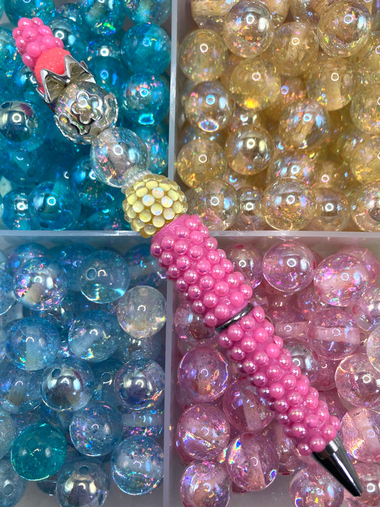 Acrylic UV beads Gold foil beads glitter Translucent acrylic DIY beading Random Mix
