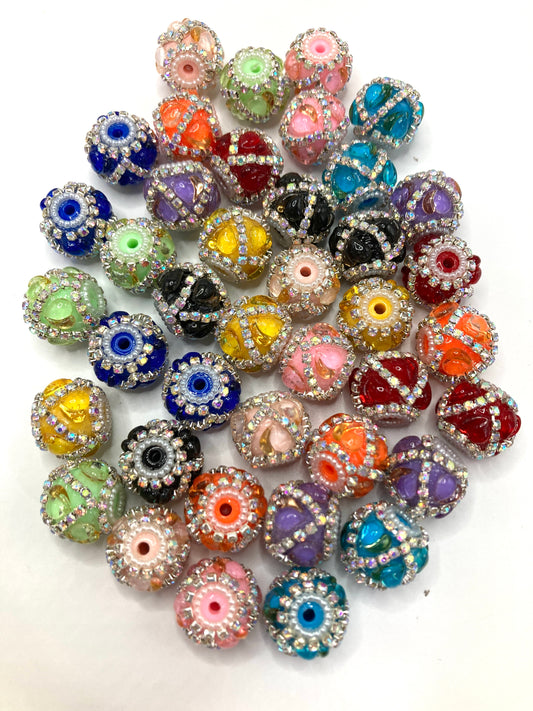 Fancy Beads Heart figure Two-color heart shape Chain Pearl gasket Random Mix