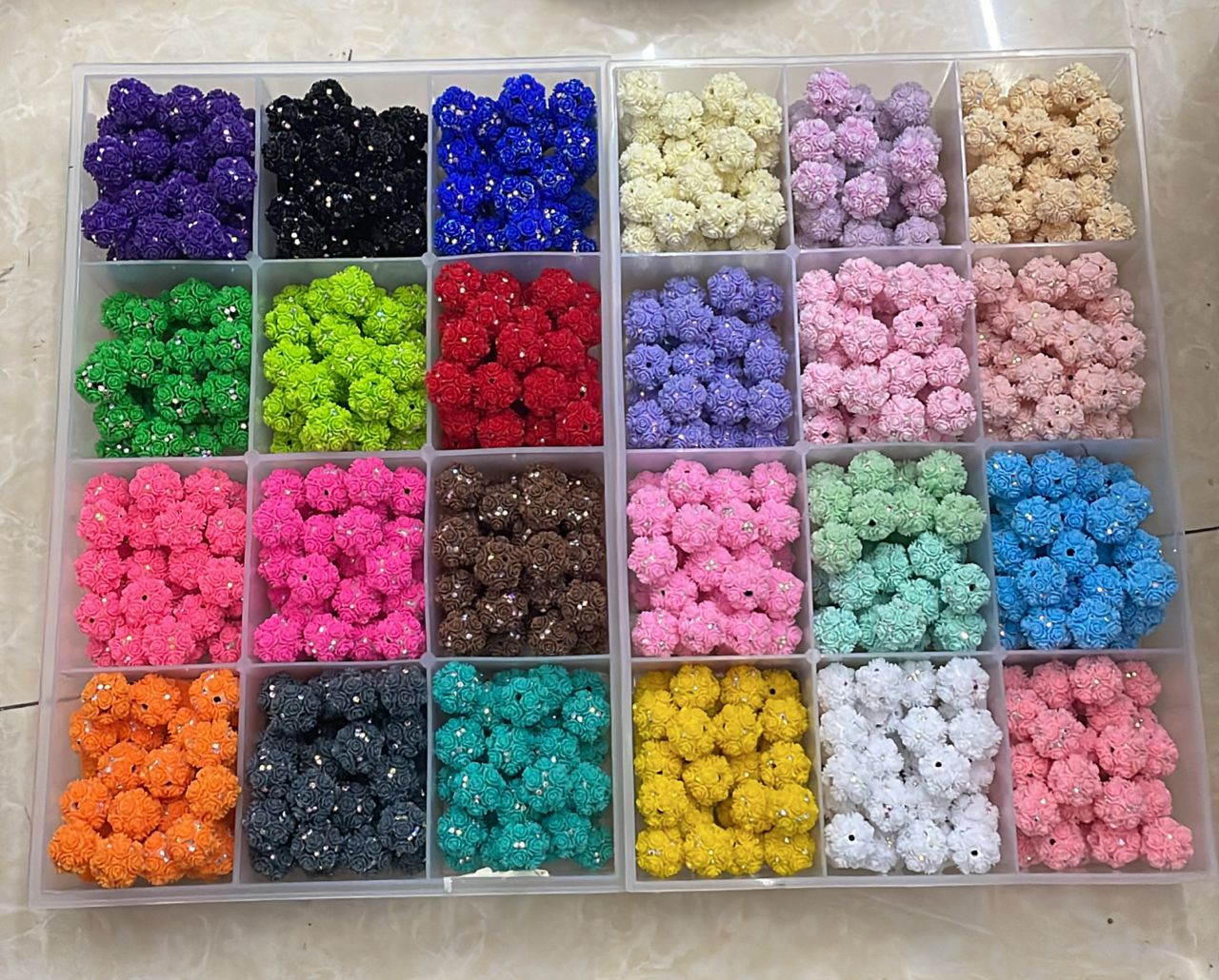 Flower bead Colorful flowers with rhinestones Clay flower beads 20mm Random Mix