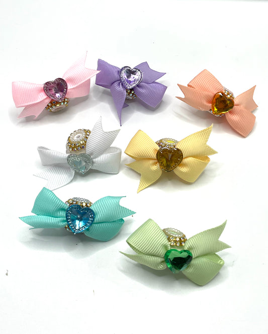 Beaded beadable textile bow Bows made of ribbons Fancy Beads Attractive and exquisite bow-shaped heart Golden Chain beads Random Mix
