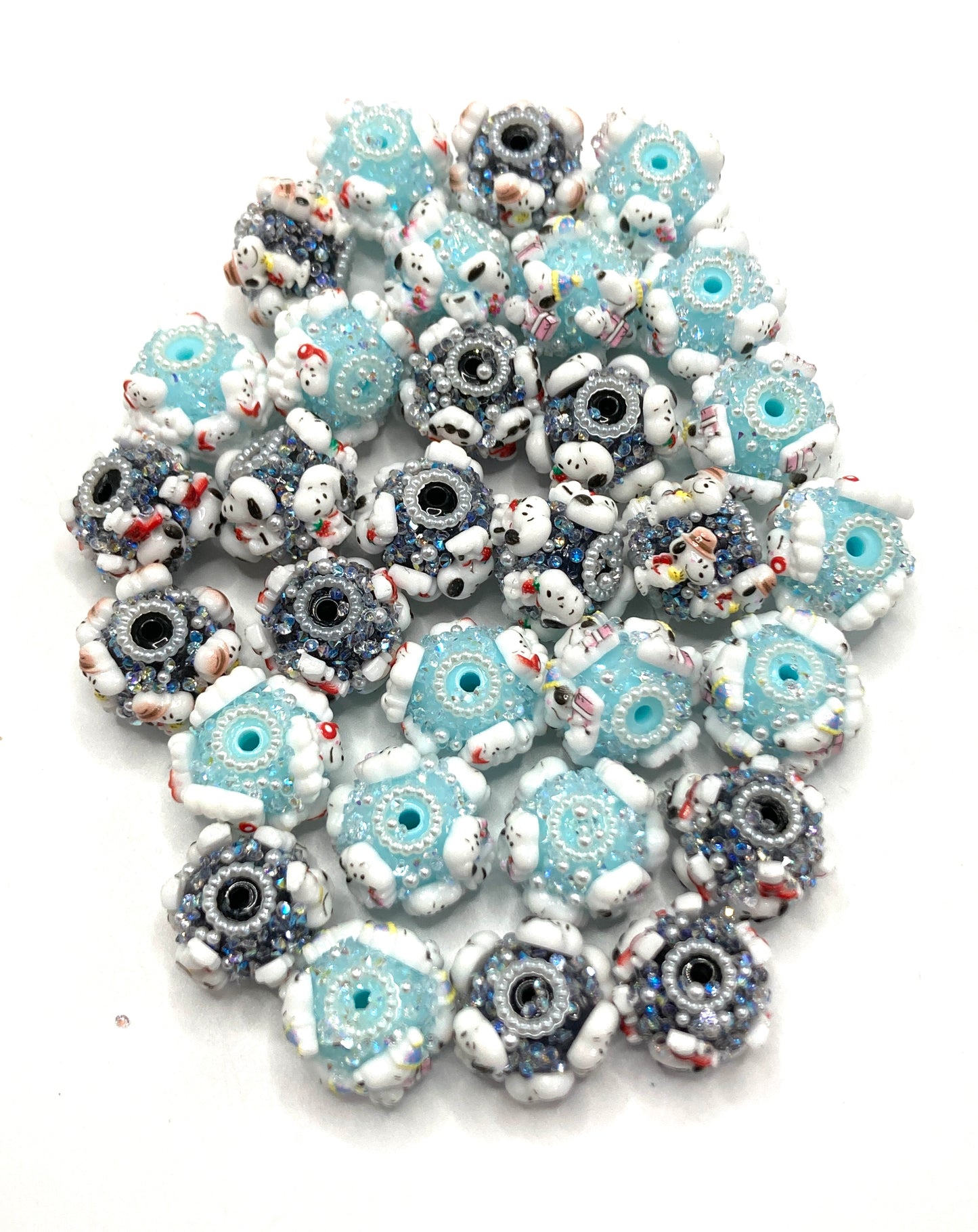 Acrylic sugar beads Snoopy Cute cartoon beads Blue and black Sugar beads 20mm Random Mix