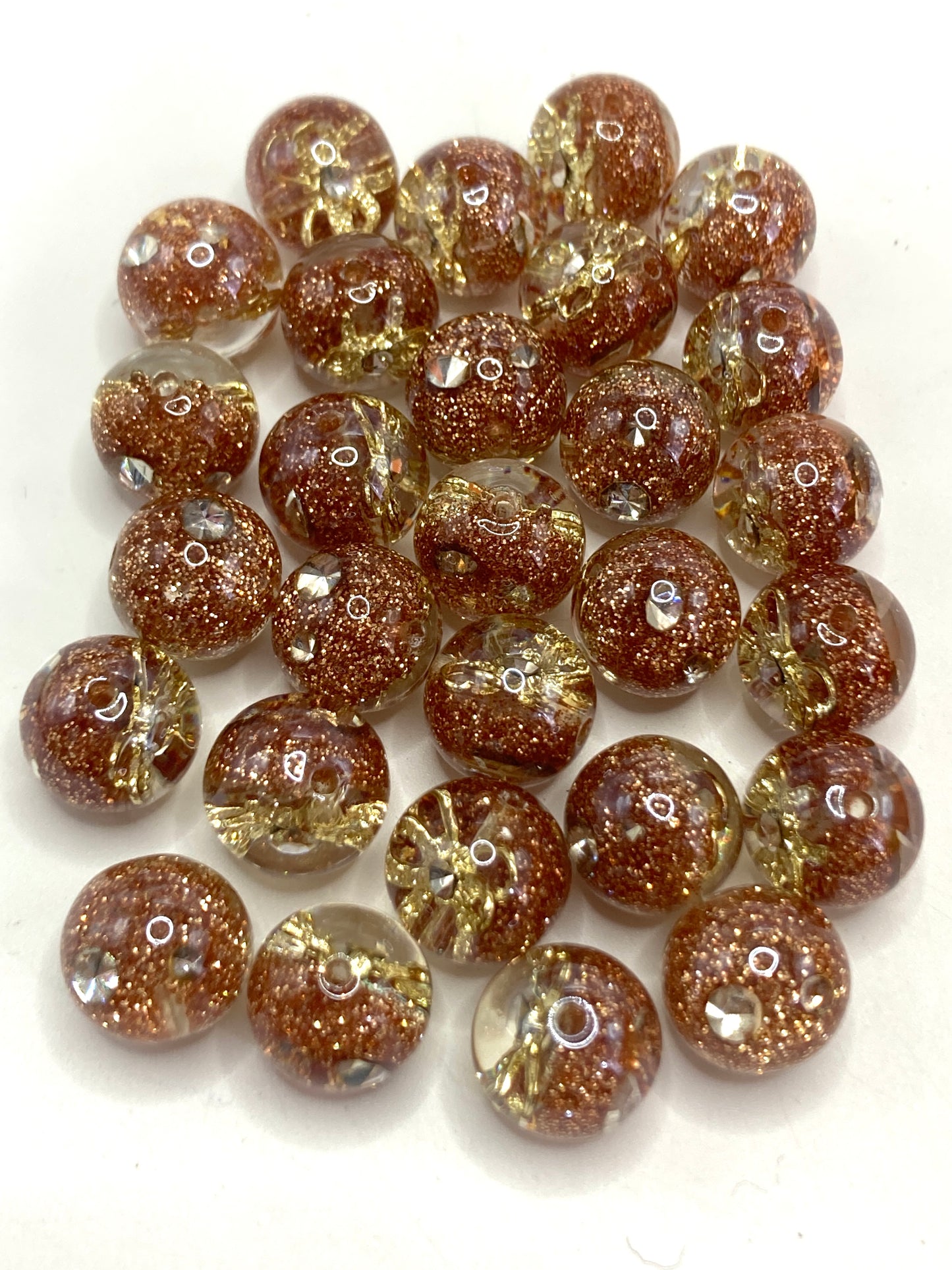 Acrylic beads Embedded inside Metal bow tie Beads of crystal glitter Gold leaf beads Random Mix 16mm