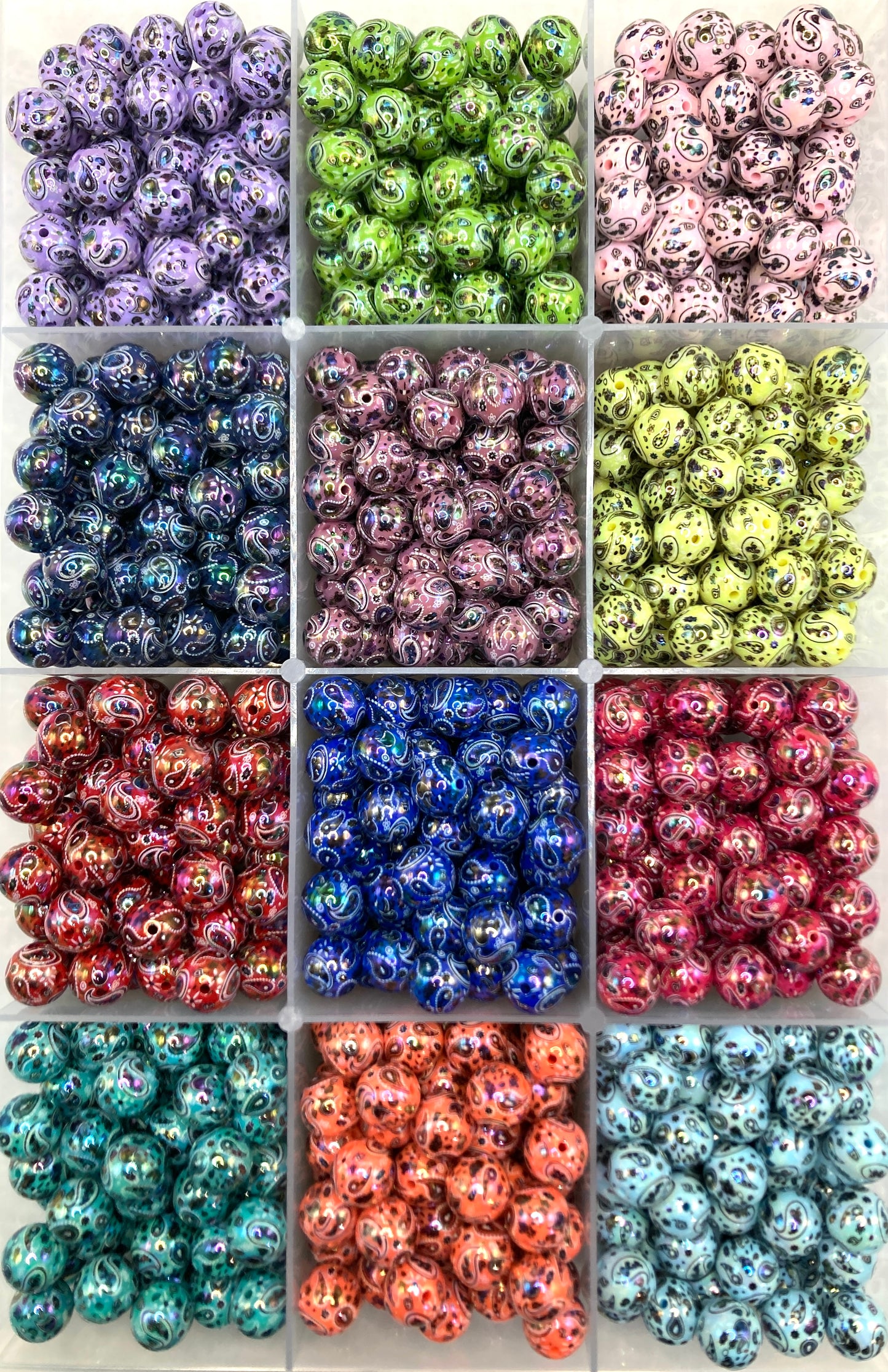 Acrylic beads Cashew flower Totem Printed fabric 16mm Random Mix