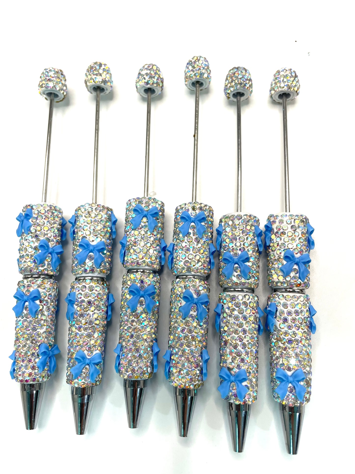 bow pen fancy clay rhinestone bow pen ornaments with acrylic bow  colored random mix