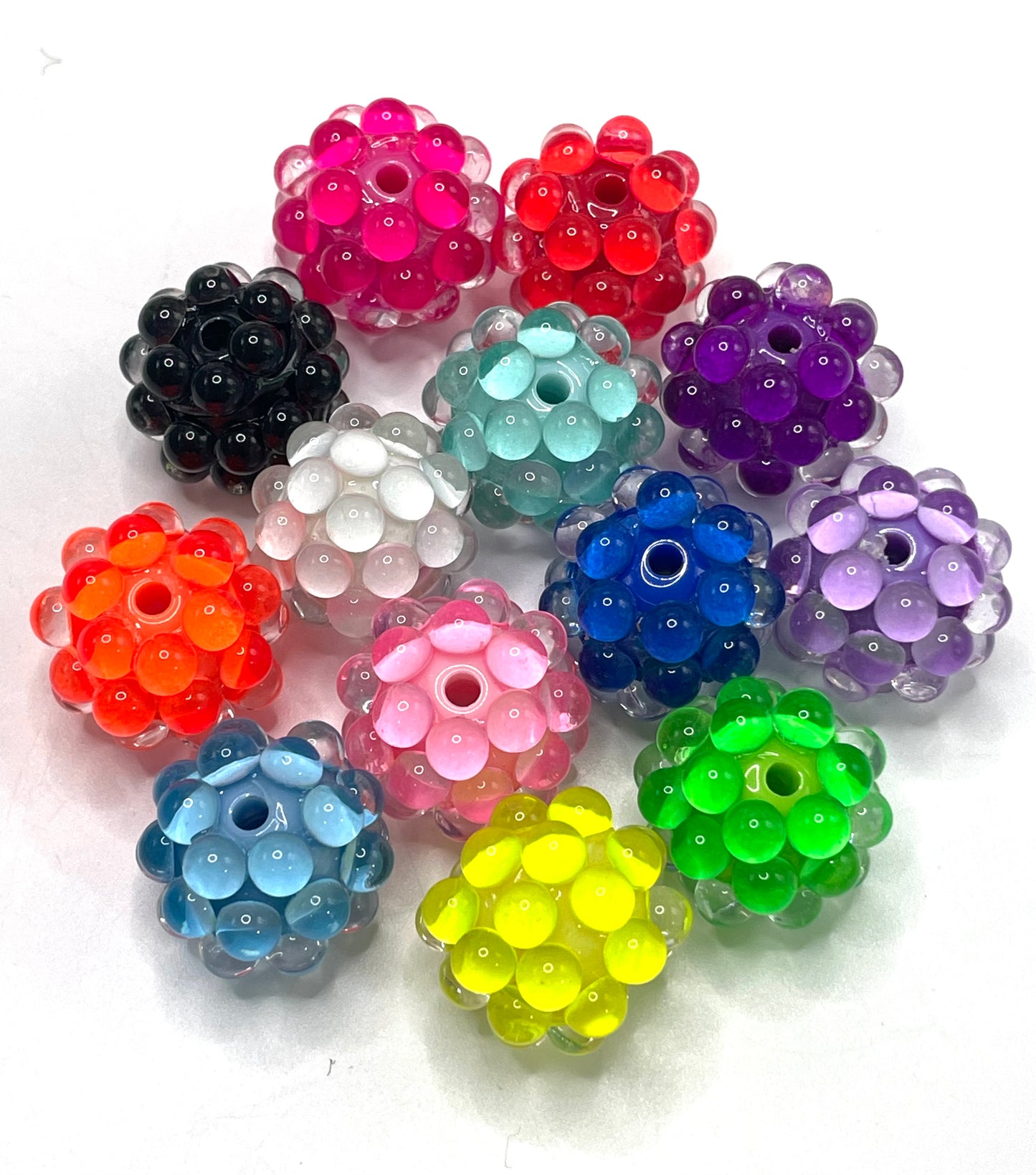 Bubble beads Acrylic beads Dopamine coloration Neon color 20mm Random Mix
