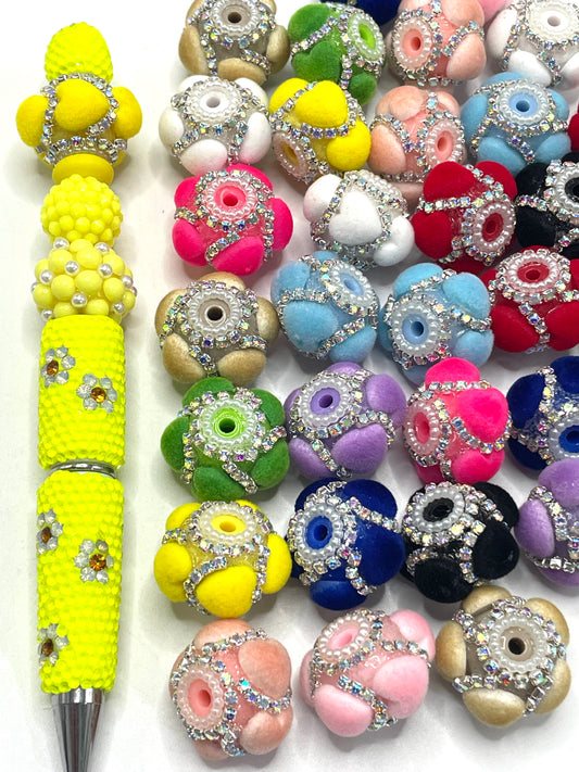 Fancy Beads acrylic Fuzzy Heart Chain beads Pearl gasket Spacers acrylic Random Mix 19mm