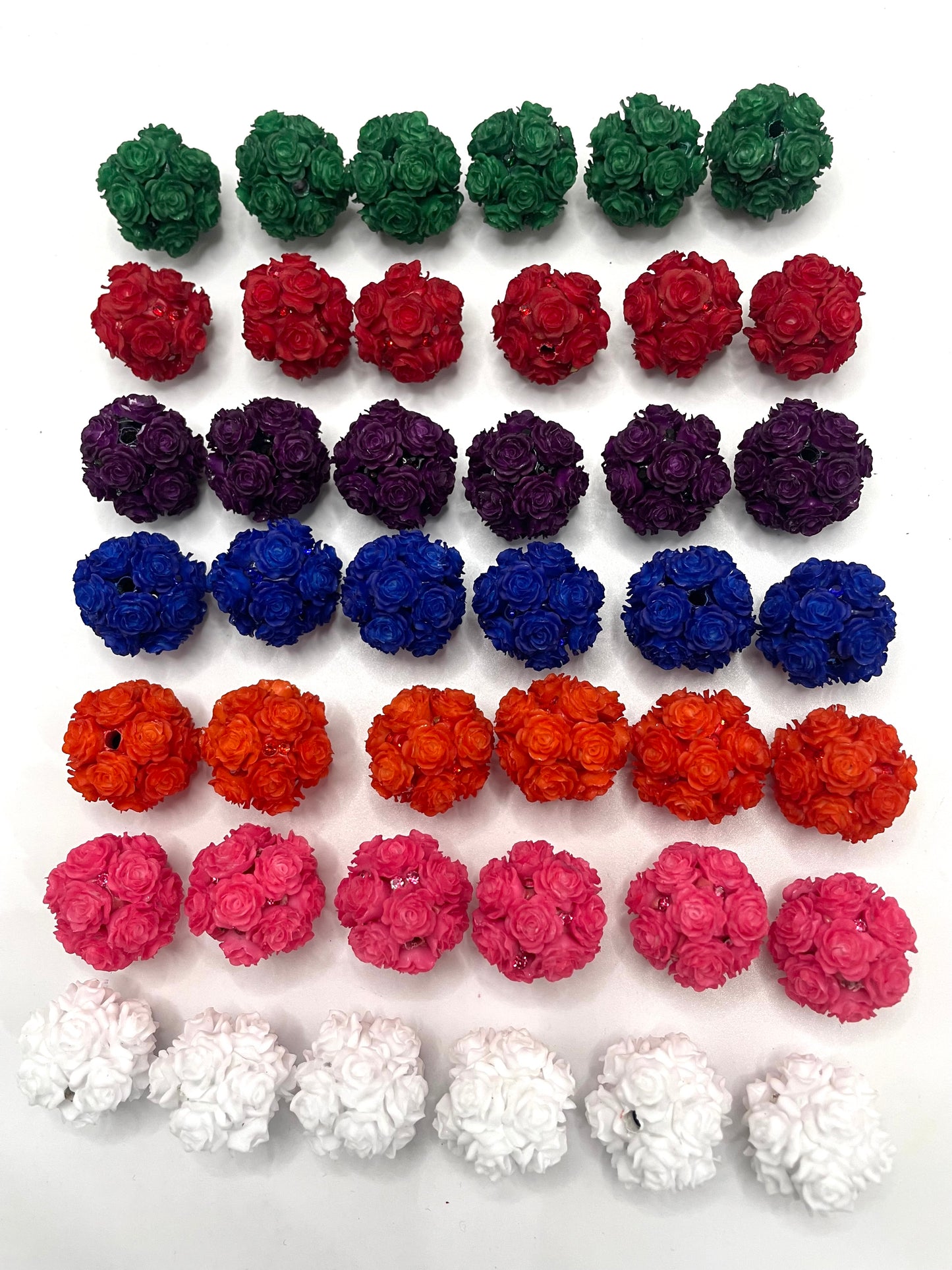 diy clay flower rose beads beaded beadable beads colored Christmas colored ,random mix