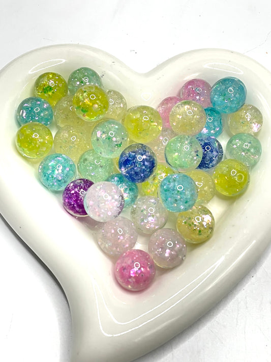 Beaded beadable acrylic glitter galaxy beads 16mm