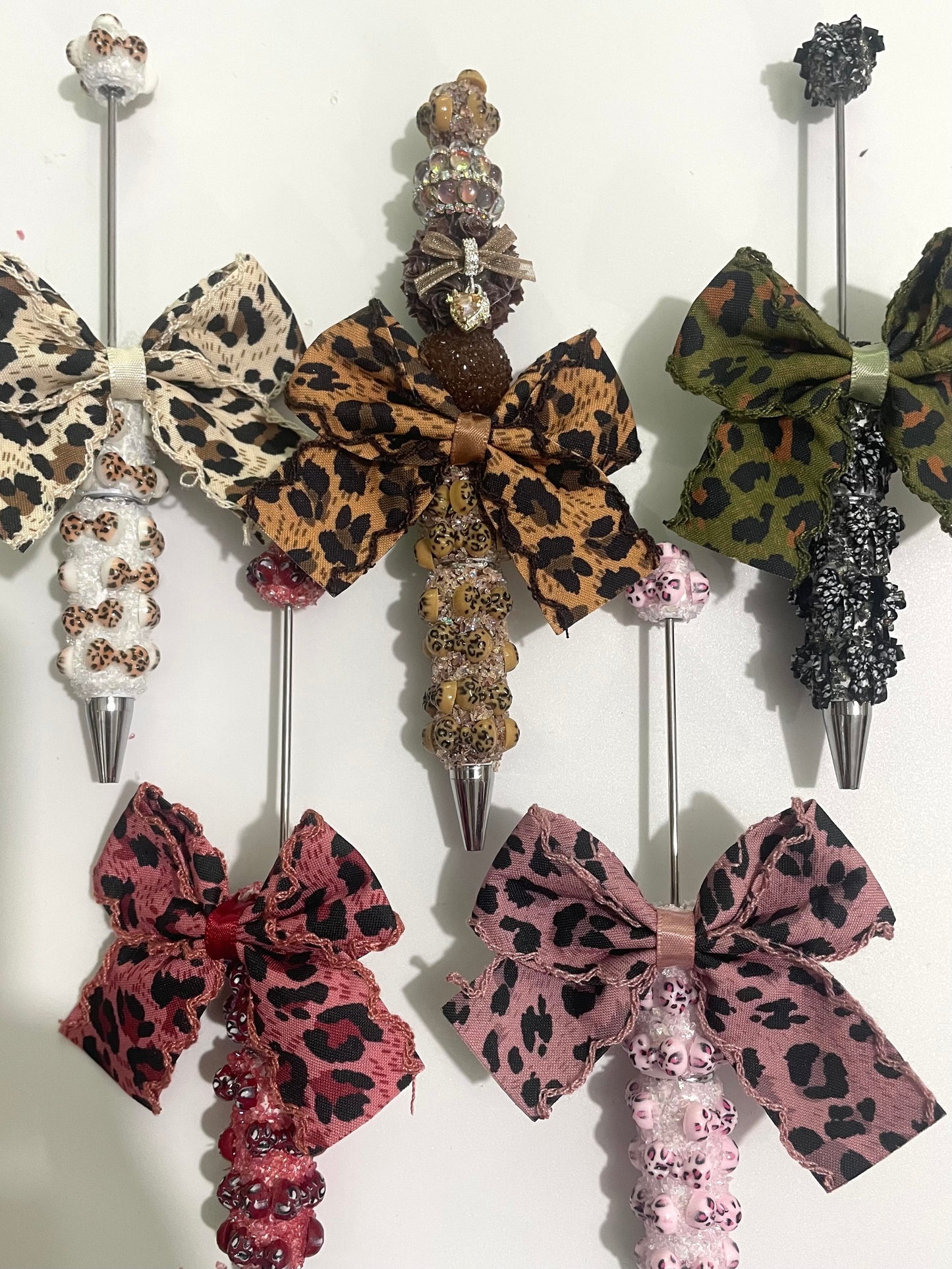 DIY Bead Pen Leopard print bow Sexy Beaded Pencil Leopard pattern Wilderness Random Mix