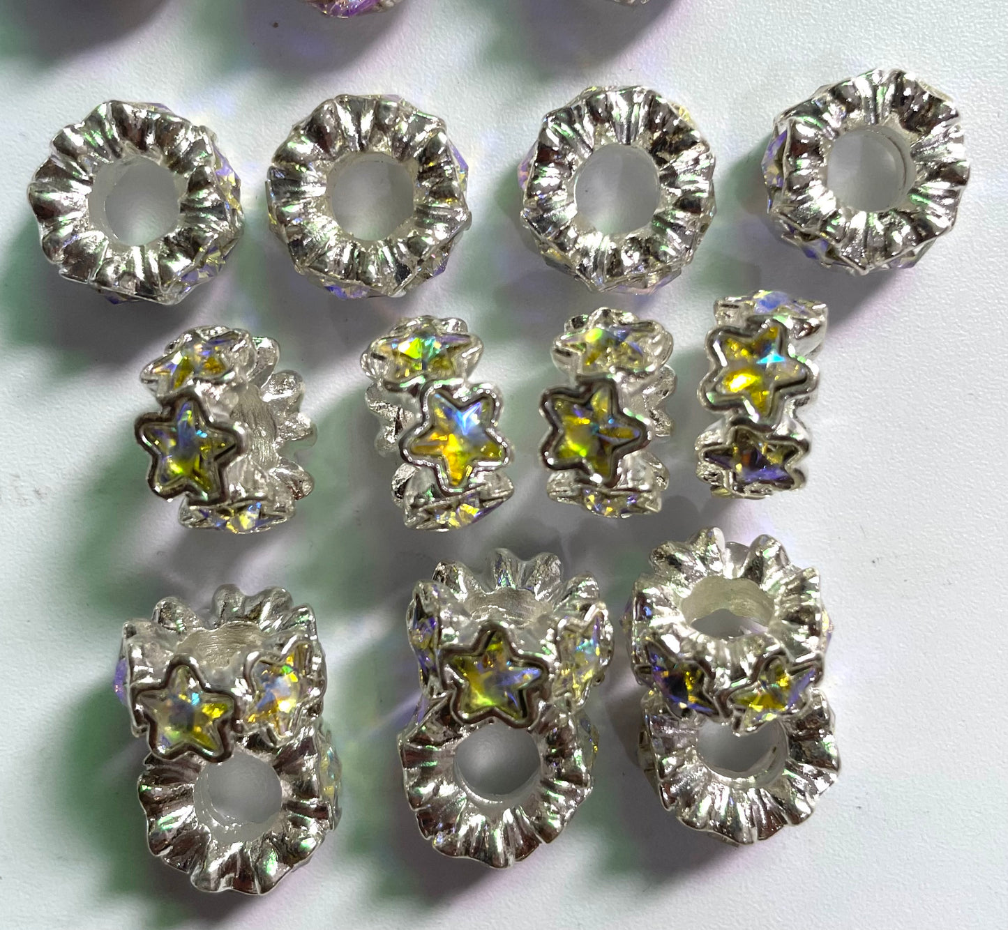 Alloy Metal Spacers Stars Silver Five-pointed star Rhinestone Spacers Random Mix