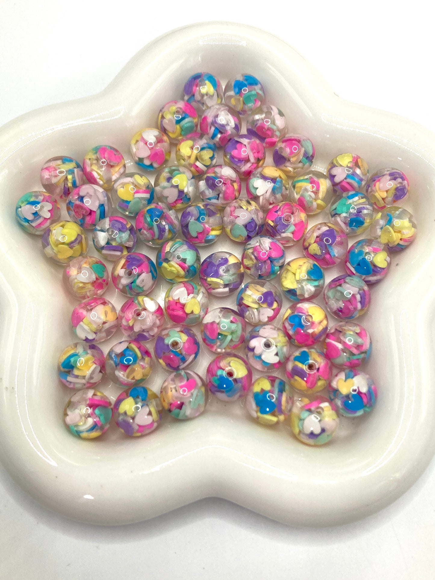 Acrylic beads Embedded inside Sugar peas candy Heart Stars bow Rhinestone beads Random Mix 16mm