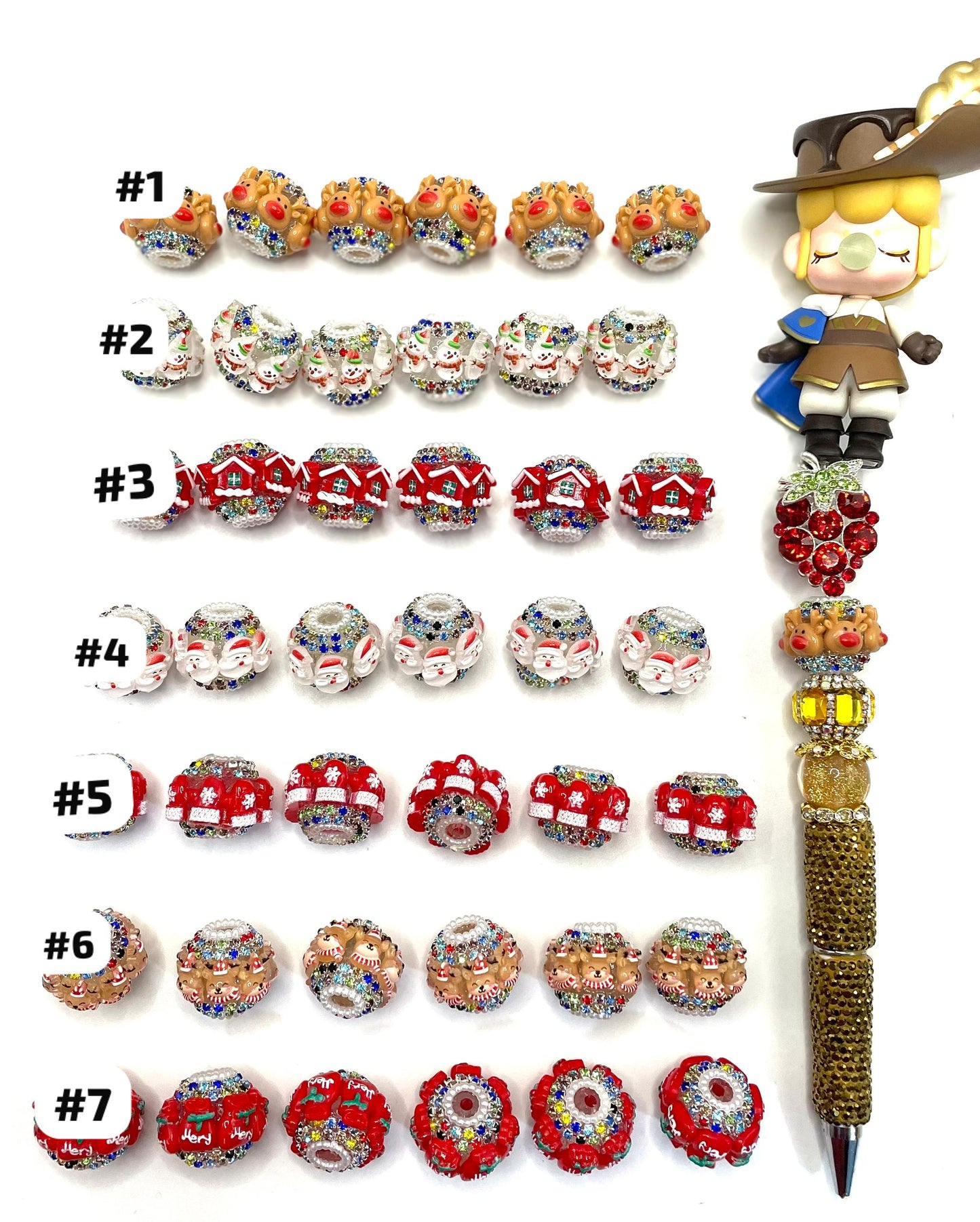 diy beaded beadable Christmas beads ornaments with elements snow man snow hour glove ,gift bag ,deer .