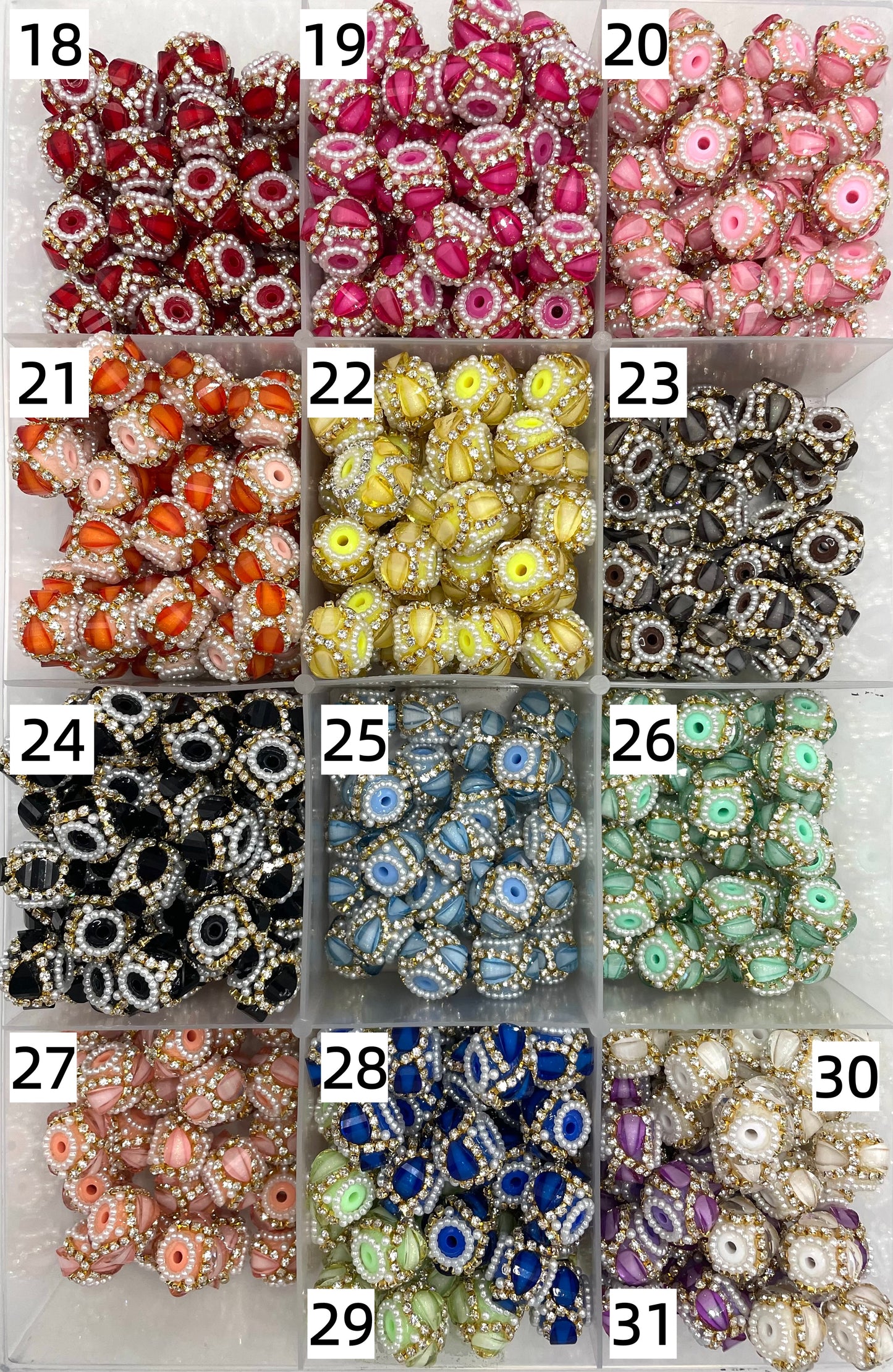 diy beade beadable lantern heart shaped fancy Beads golden color and silver chain Rhinestone Pearl ring spacers Pumpkin beads 18mm