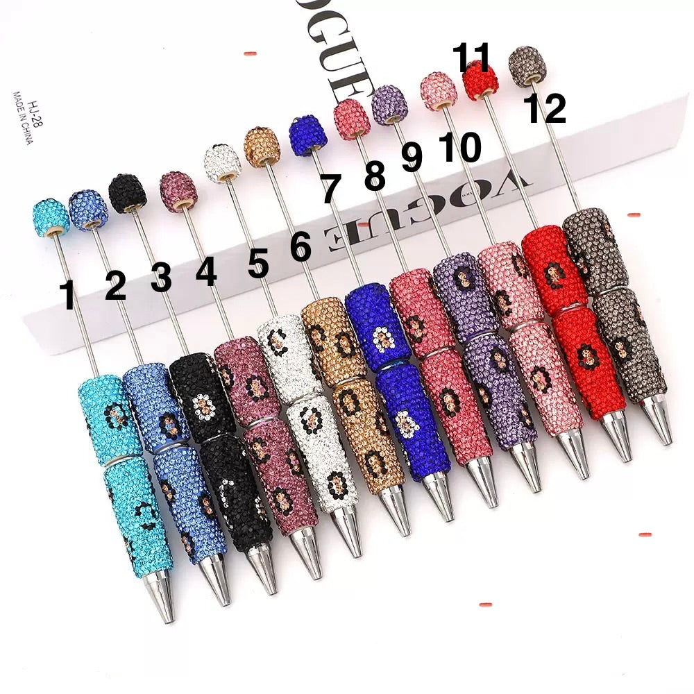 diy beaded beadable clay rhinestones leopard pen ballpoint pens