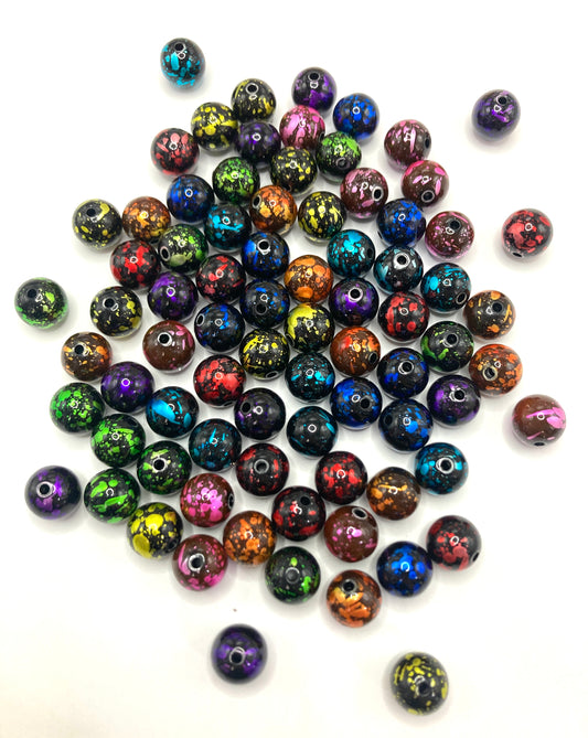 Acrylic beads Painted beads Paint beads Color ink painting Lively beads 16mm Random Mix