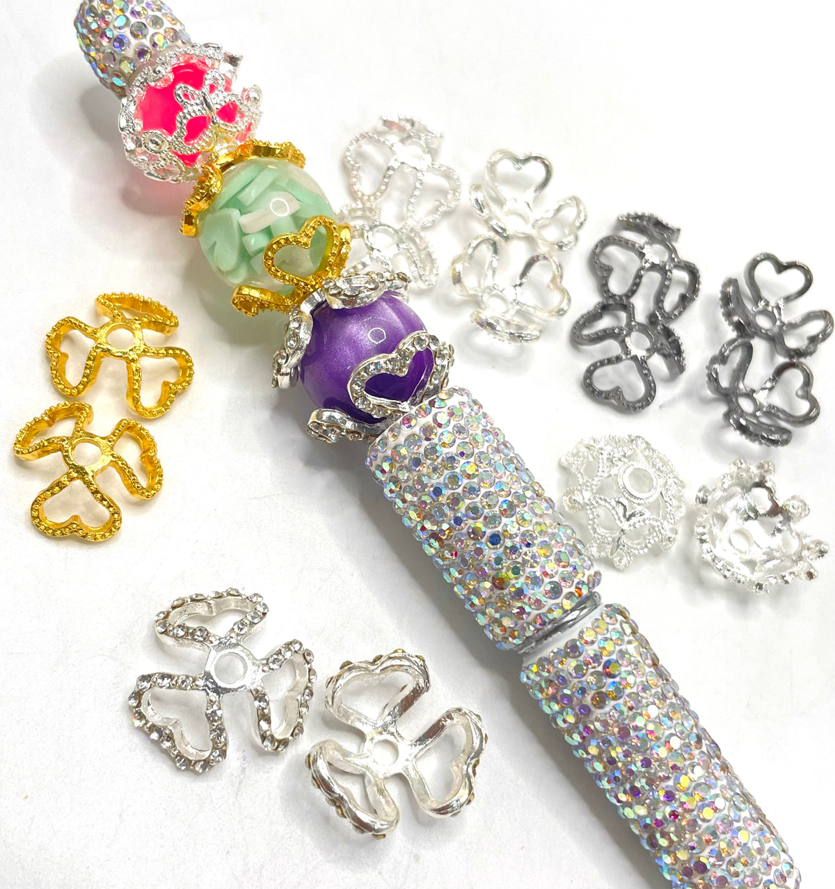 bead cap heart bead cap butterfly bead cap