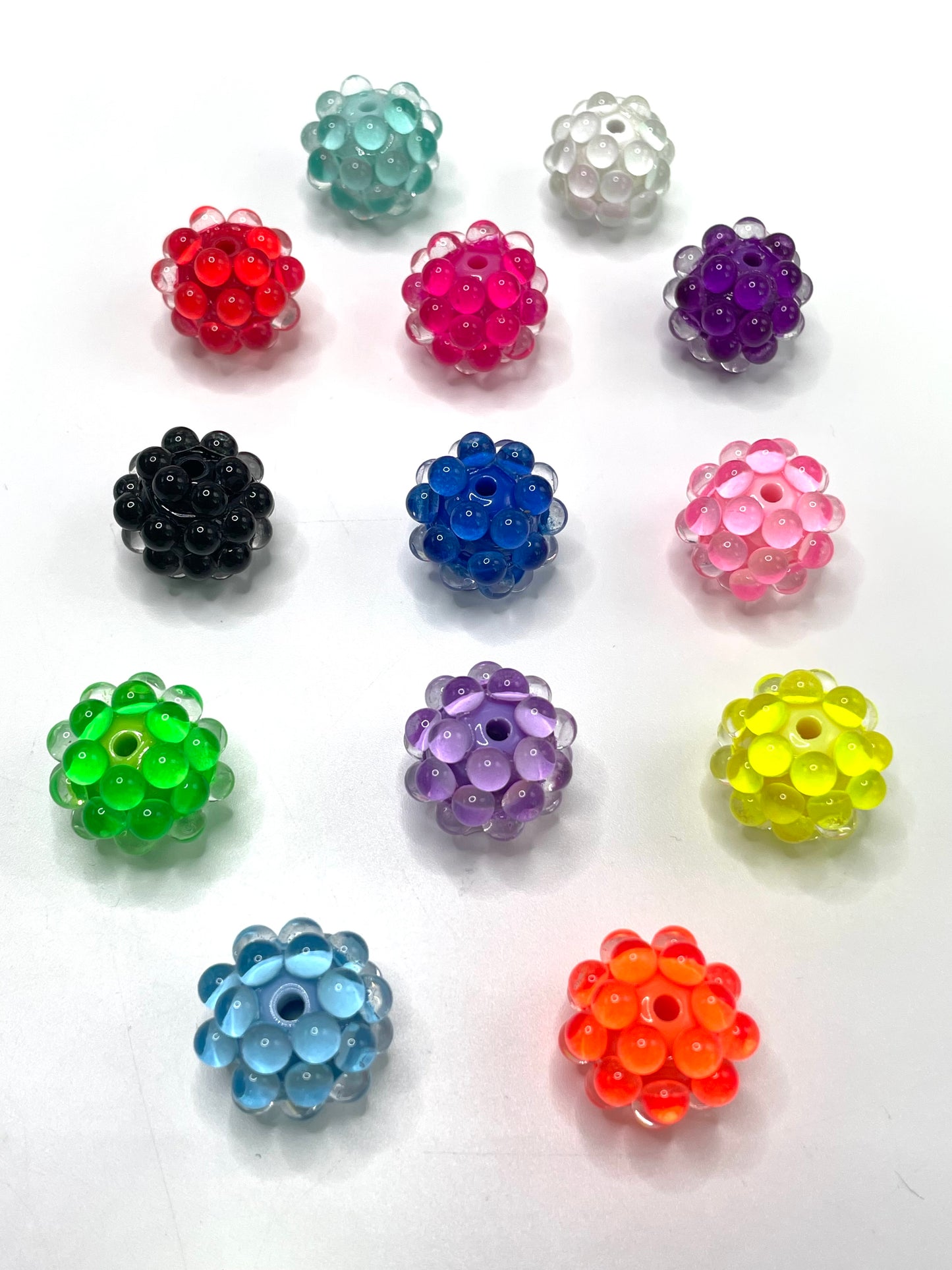 Bubble beads Acrylic beads Dopamine coloration Neon color 20mm Random Mix