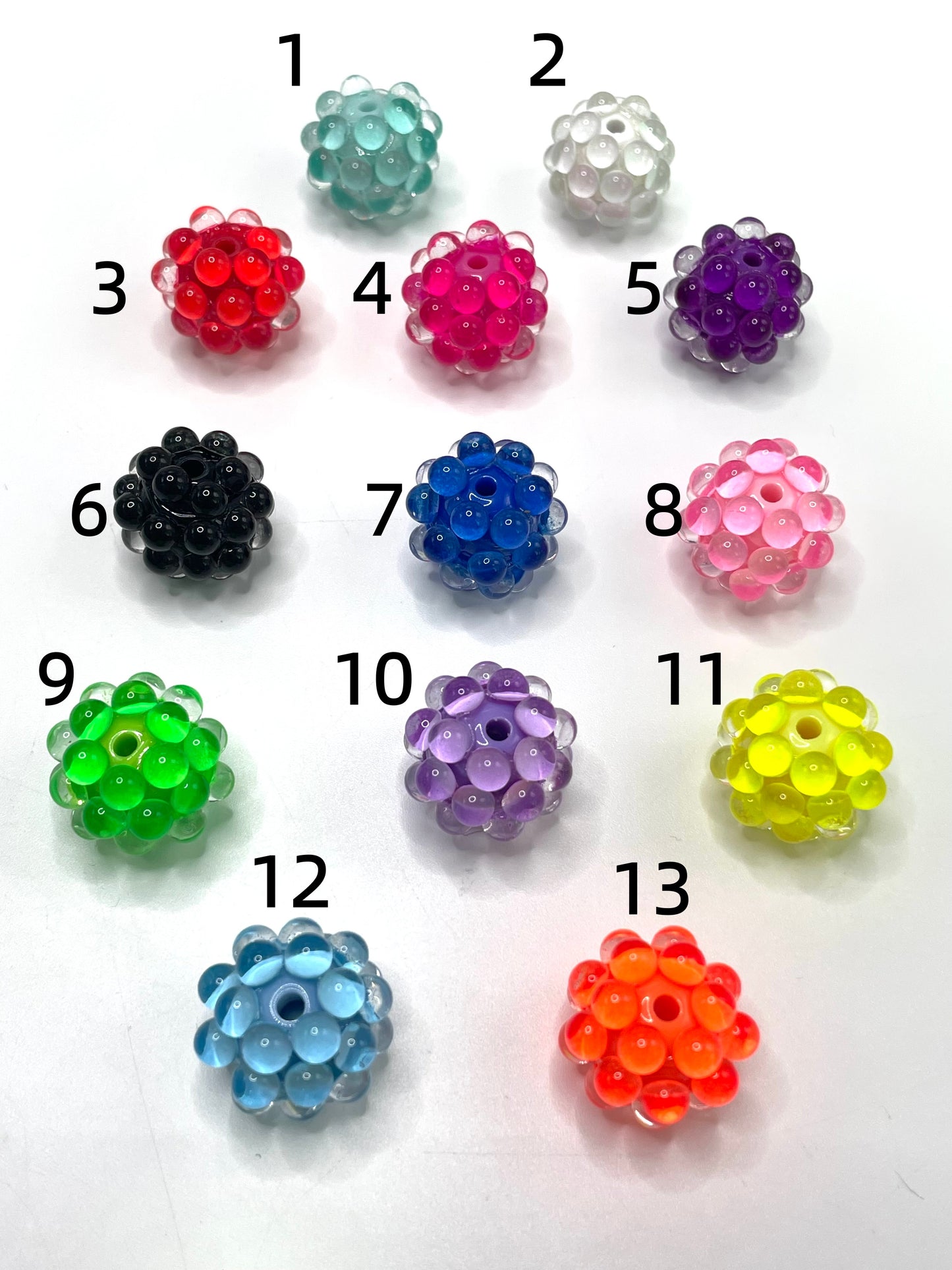 Bubble beads Acrylic beads Dopamine coloration Neon color 20mm Random Mix