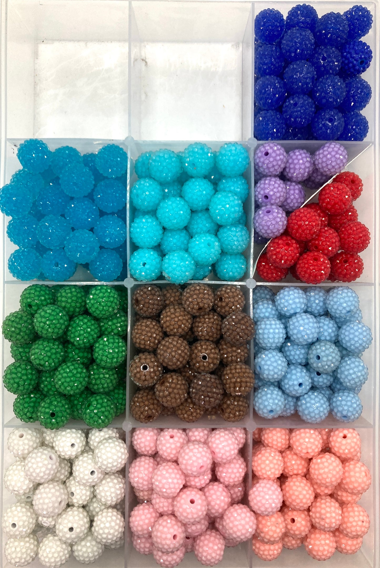Jelly Bead Clear Rhinestones and Colorful Acrylic Beads,Random Mix,20mm