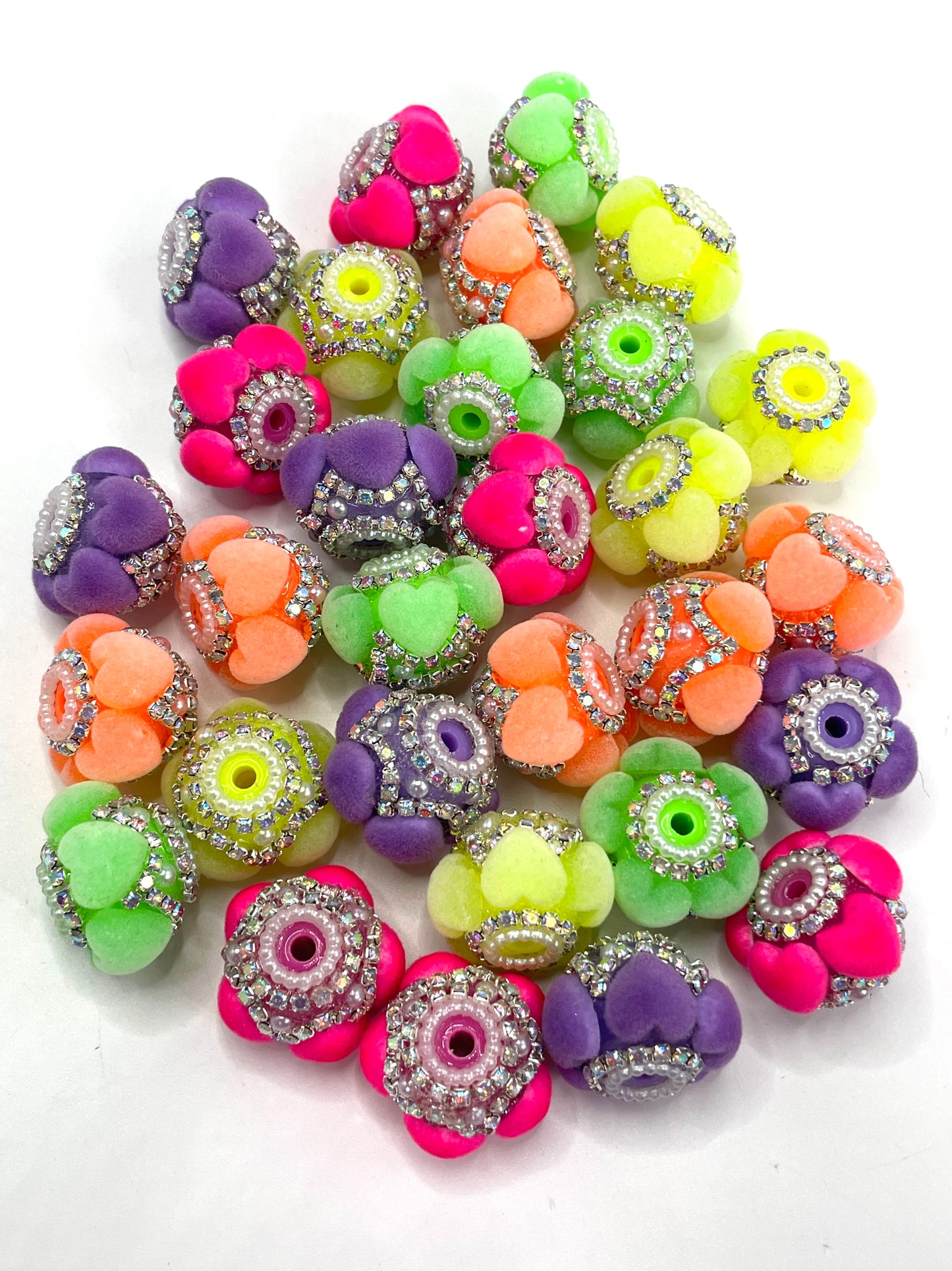 Fancy Beads Flower beads Heart Fuzzy Rhinestone Chain Pearl gasket spacers beads Random Mix 18mm