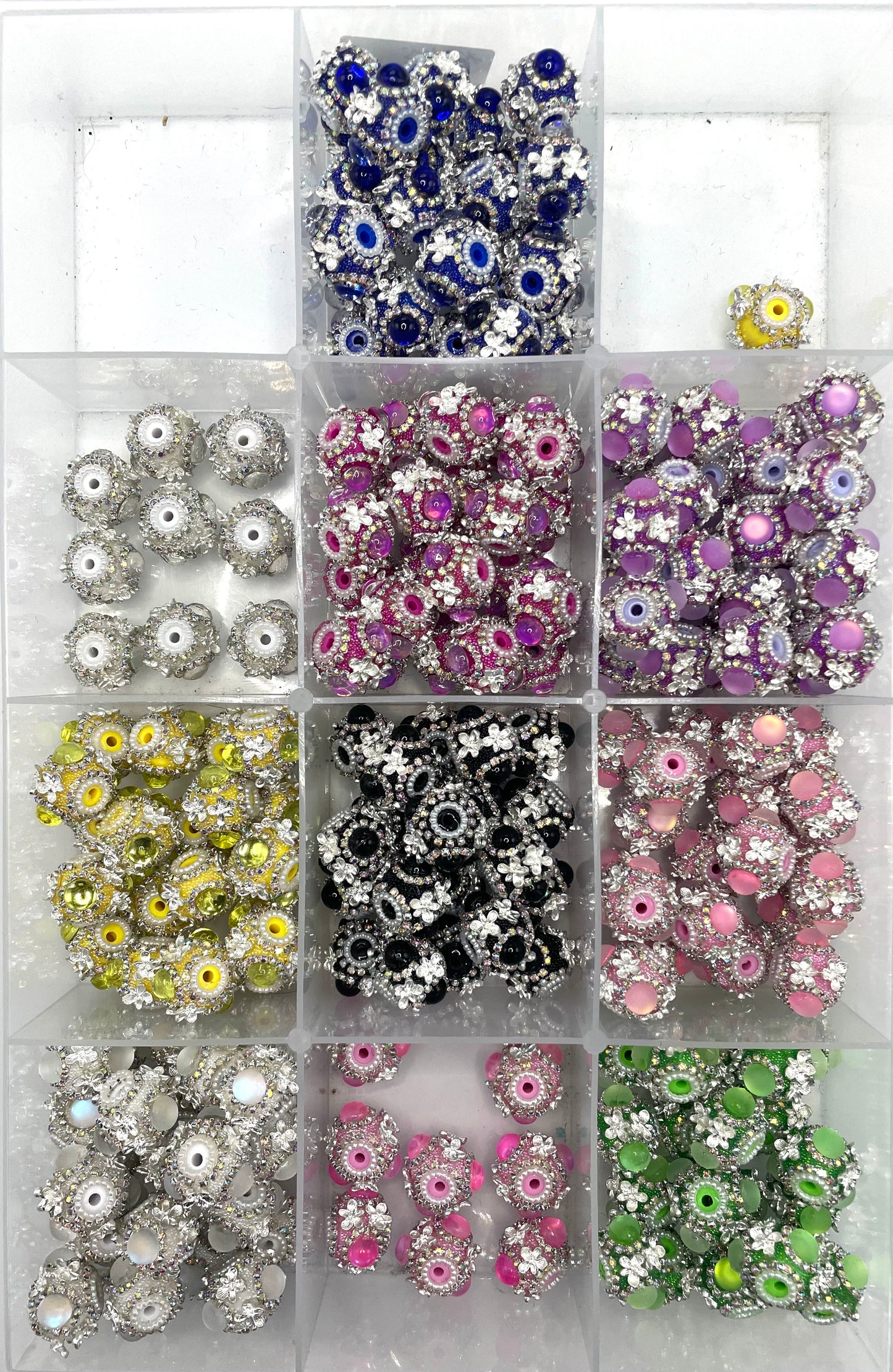 Fancy Beads Metal flowers Matte Bubble beads Rhinestone Chain Pearl gasket beads Acrylic beads 18mm Random Mix