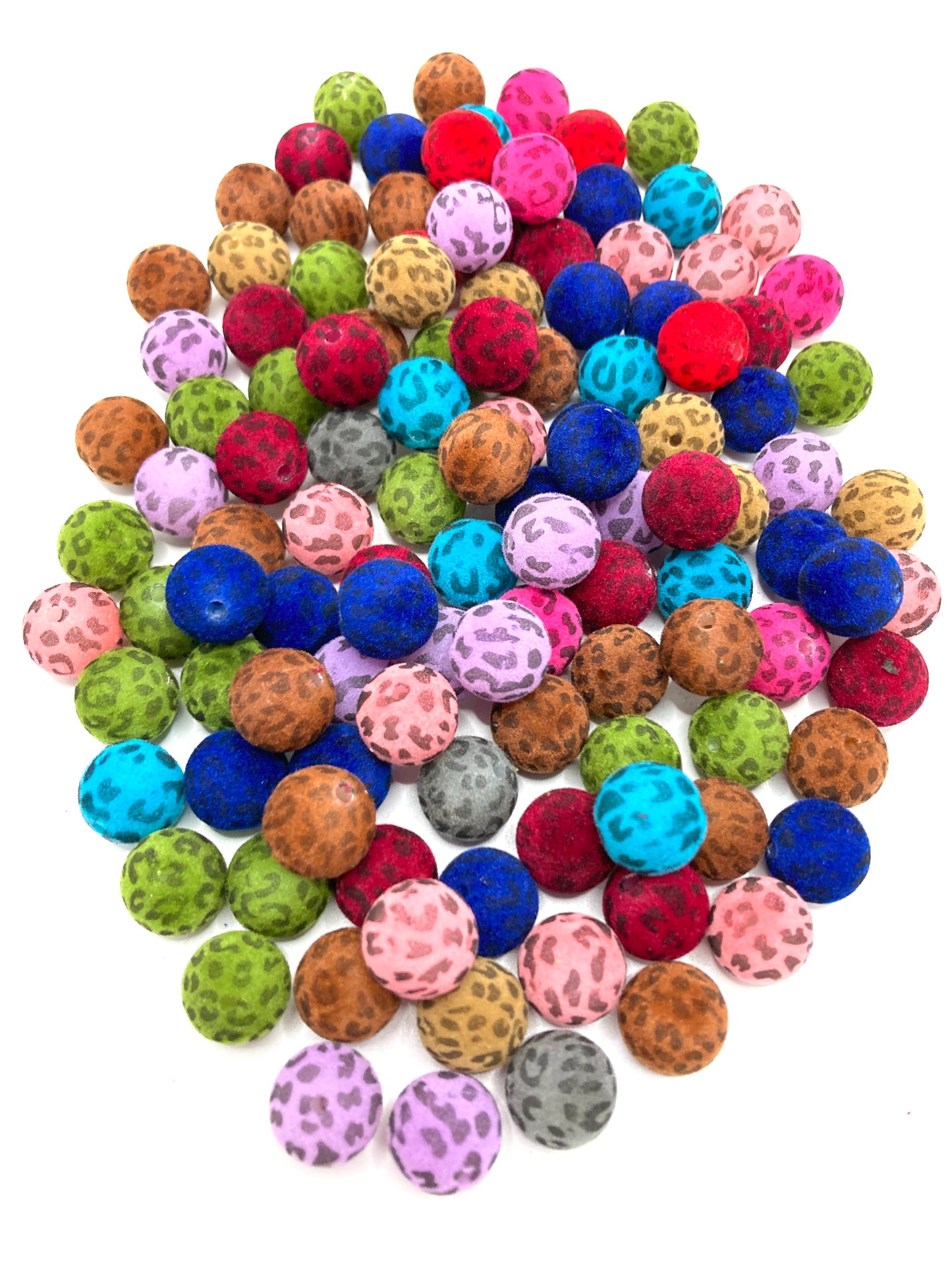 Acrylic beads Fuzzy beads Colorful leopard print plush acrylic beading 16mm Random Mix