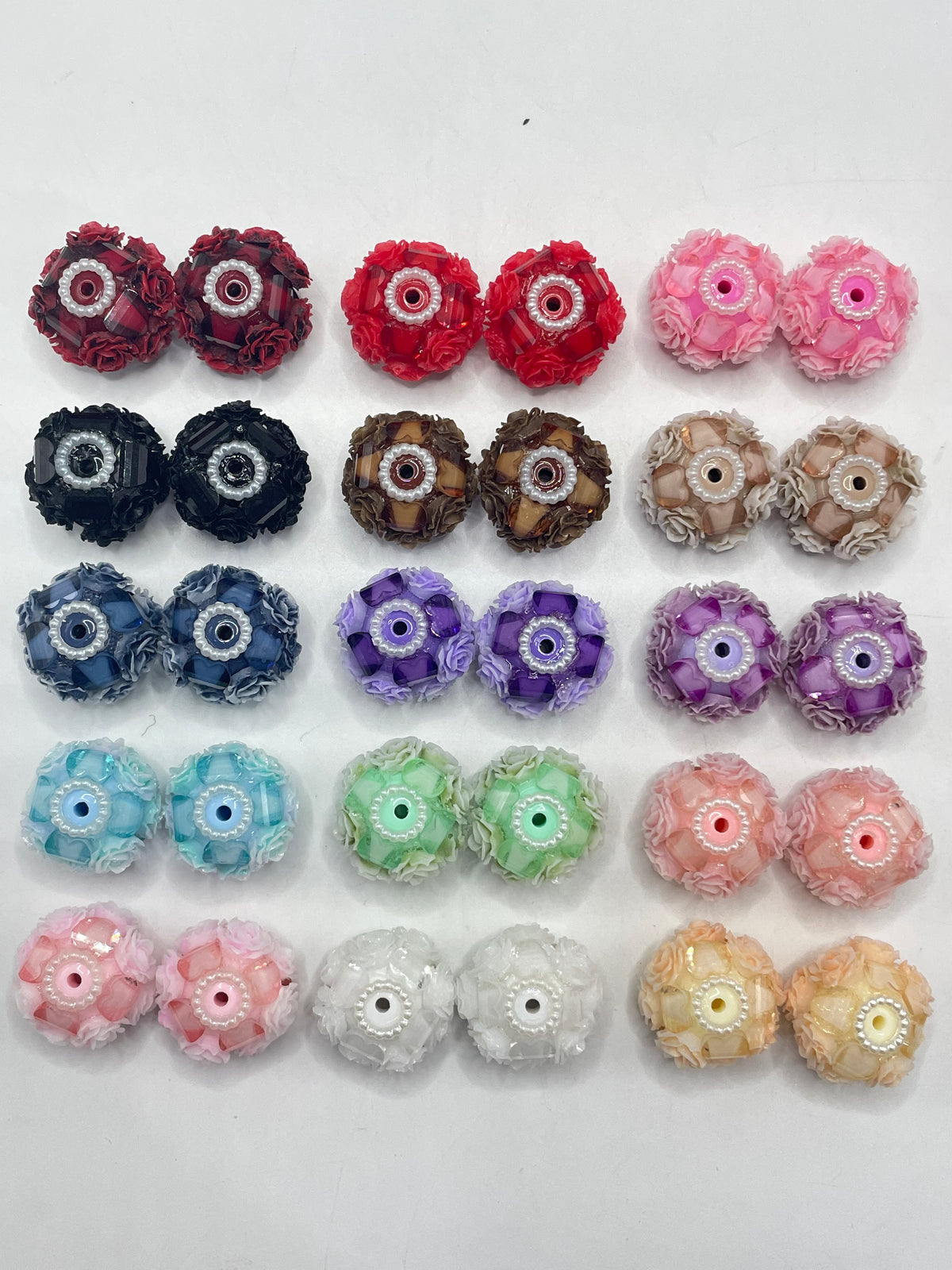 flower bead with heart fancy bead and pearl