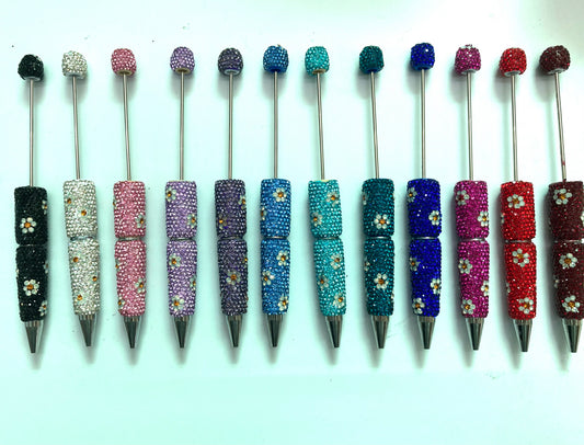 daisy Flower  clay flower Bead rhinestone pen Floral inlay rhinestone Chroma Random Mix