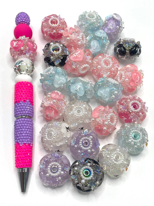 Acrylic Fashion beads cc Designer beads Heart Translucent acrylic beads 18mm Random Mix