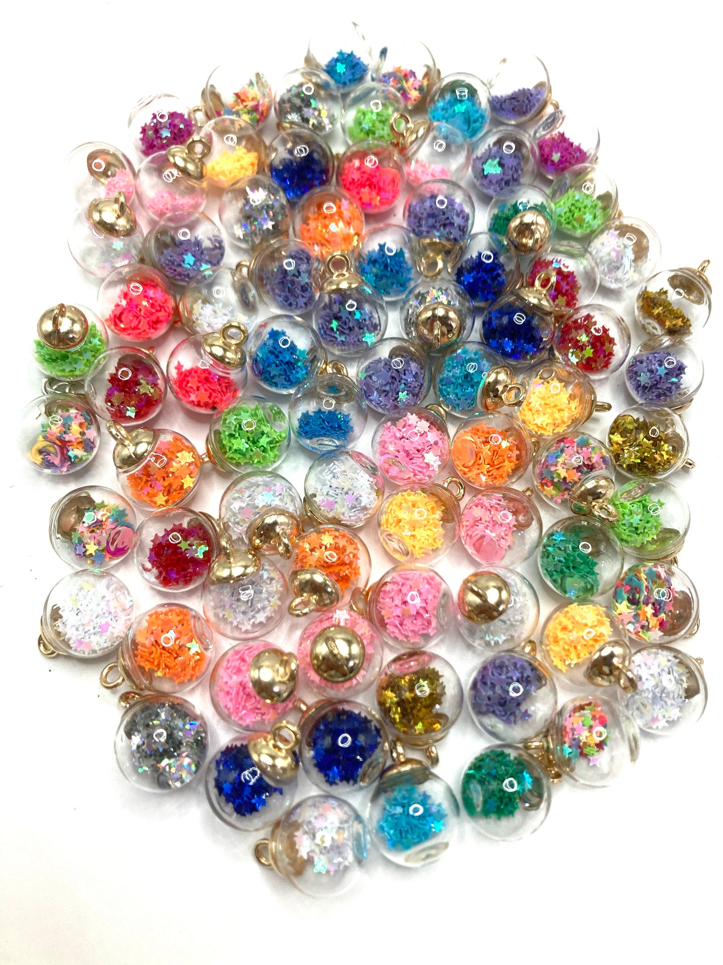 Glass ball pendant Fruit slices Stars Foam ball Colored stones Sphere-shaped pendant Random Mix 16mm