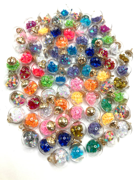 Glass ball pendant Fruit slices Stars Foam ball Colored stones Sphere-shaped pendant Random Mix 16mm