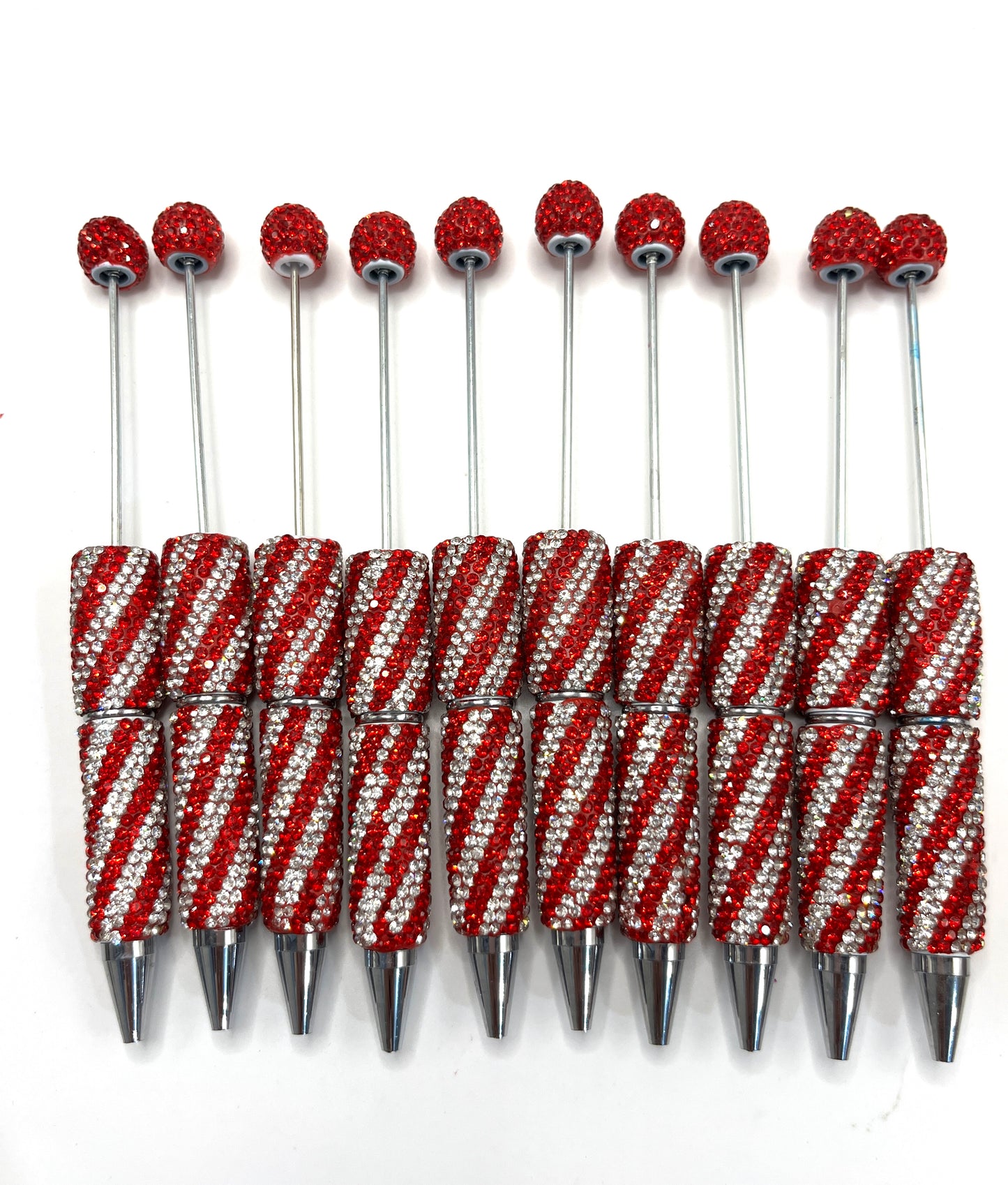 Diagonal strip fancy rhinestone pen Christmas vibe colors  pen colored ,random mix