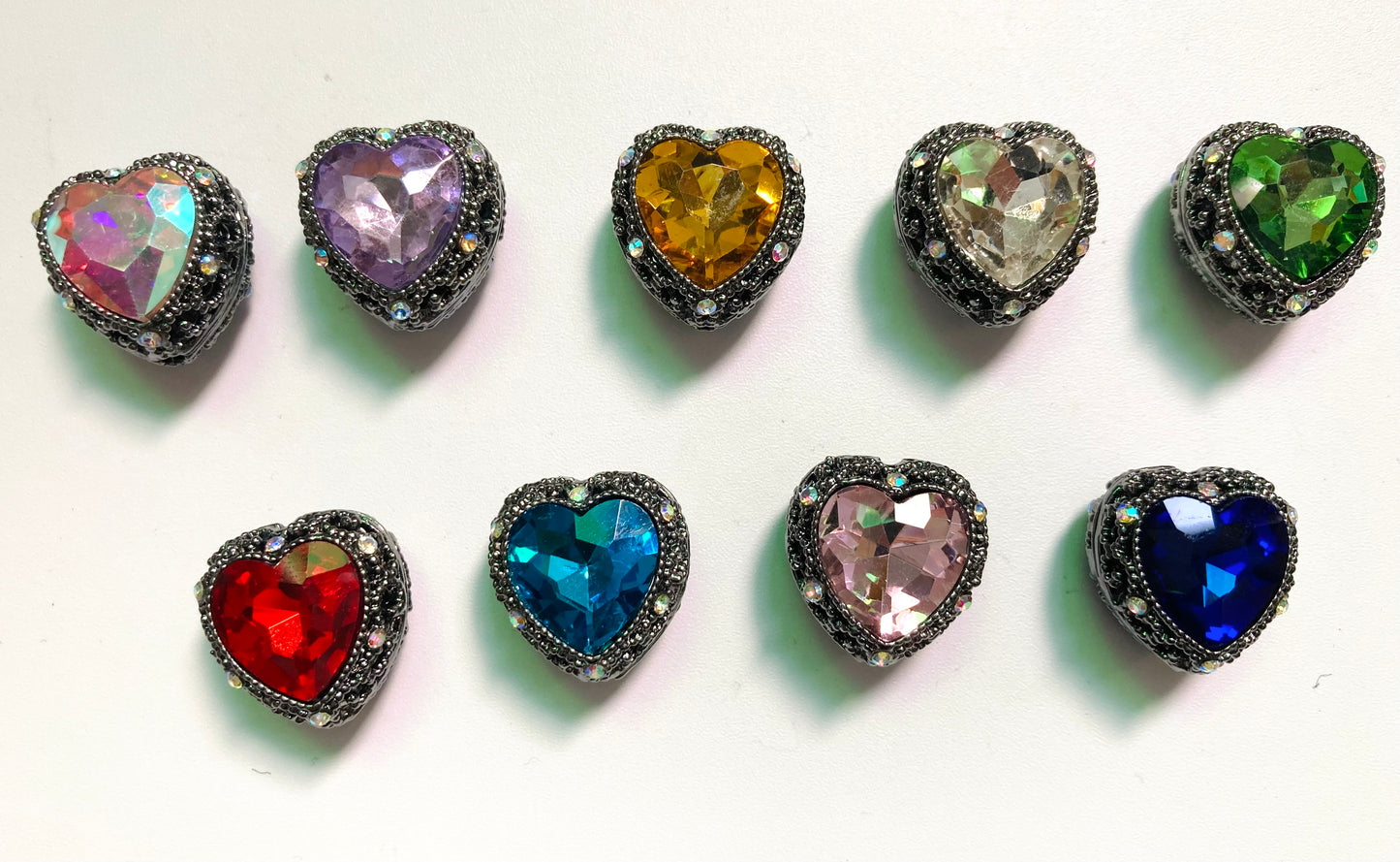 fancy metallic alloy bead Fancy beads Black gun heart bead crystal heart bead  heart UV Gun black color beads random mixed