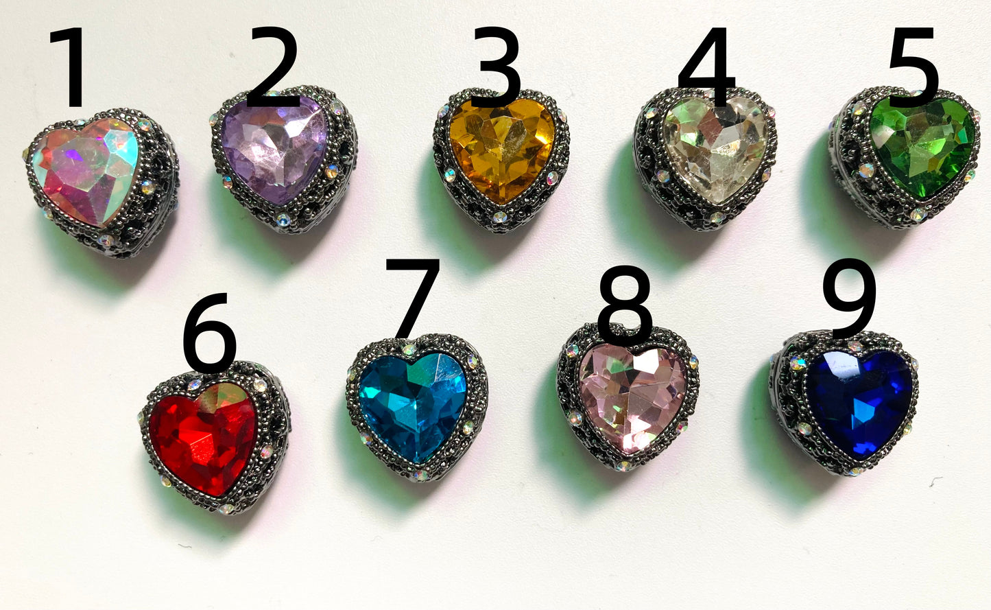 fancy metallic alloy bead Fancy beads Black gun heart bead crystal heart bead  heart UV Gun black color beads random mixed
