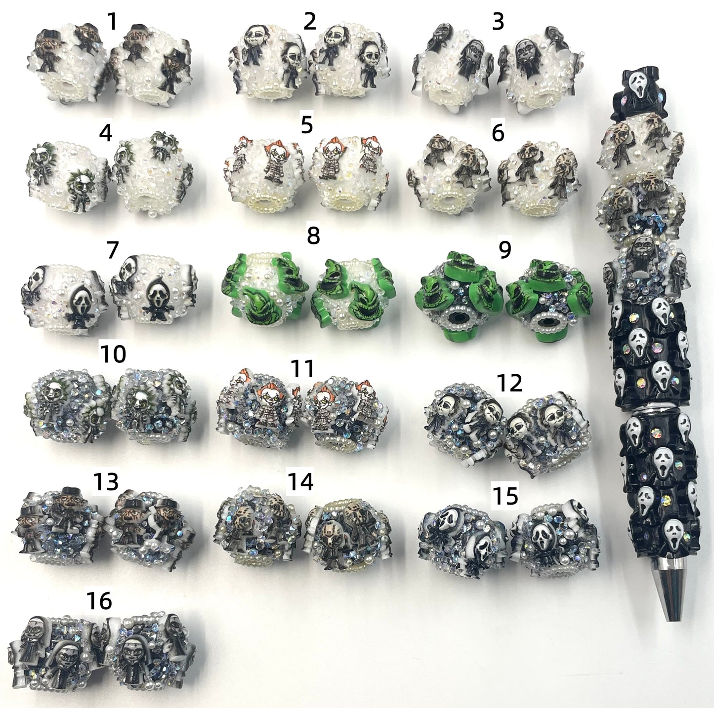 grinch Puppet beads Horror Terrible The protagonist of a horror movie Acrylic water droplet bead string jewelry Halloween Series Random Mix