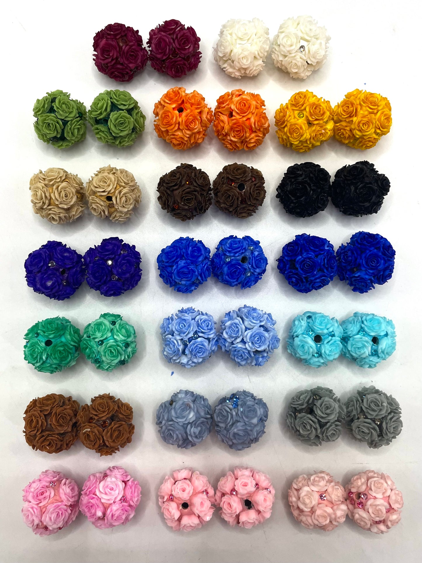 #1-#32 beaded beadable Flower beads Soft flower Precious softened clay beads Rhinestone Random Mix