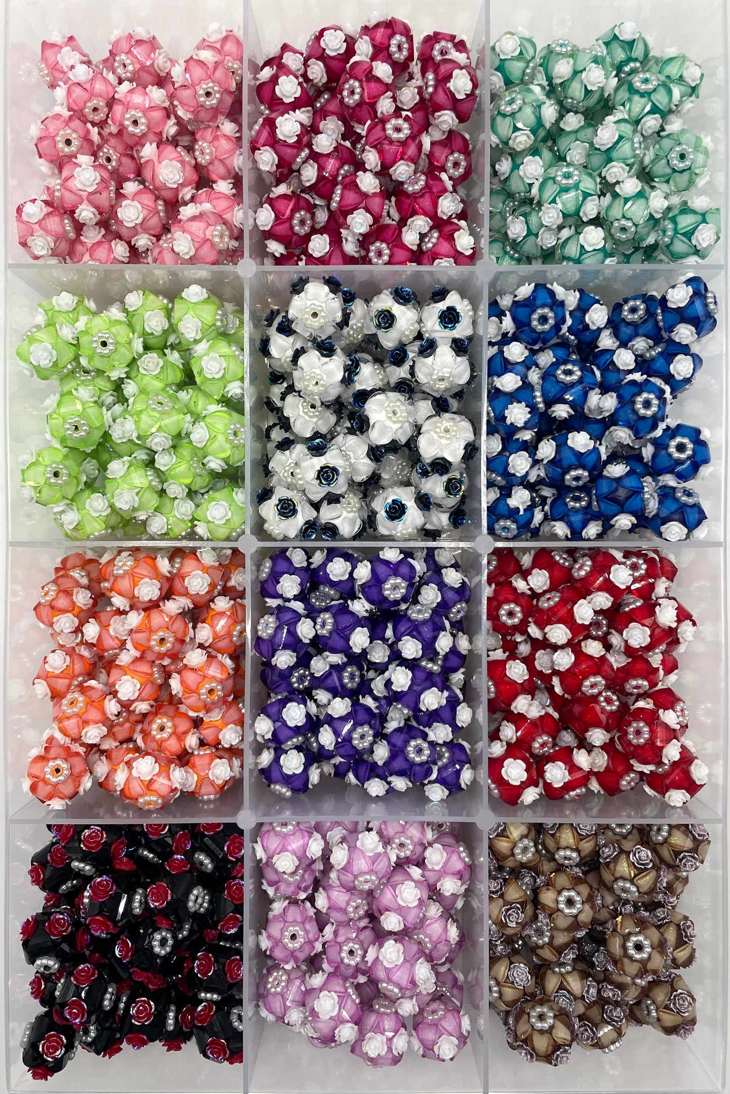 Clay beads Pumpkin beads Transparent acrylic Heart Flower Beads Pearl gasket and rhinestones Flower beads