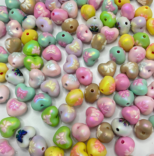 Acrylic heart uv heart shape with bow bead