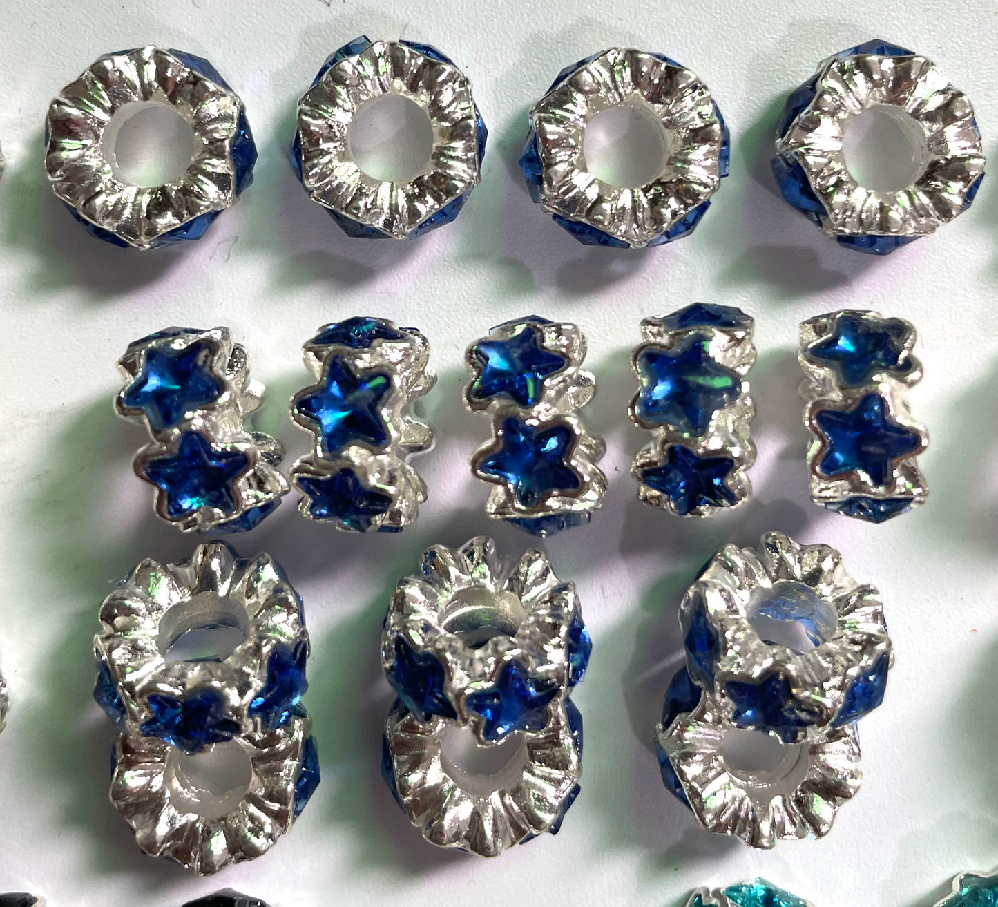 Alloy Metal Spacers Stars Silver Five-pointed star Rhinestone Spacers Random Mix
